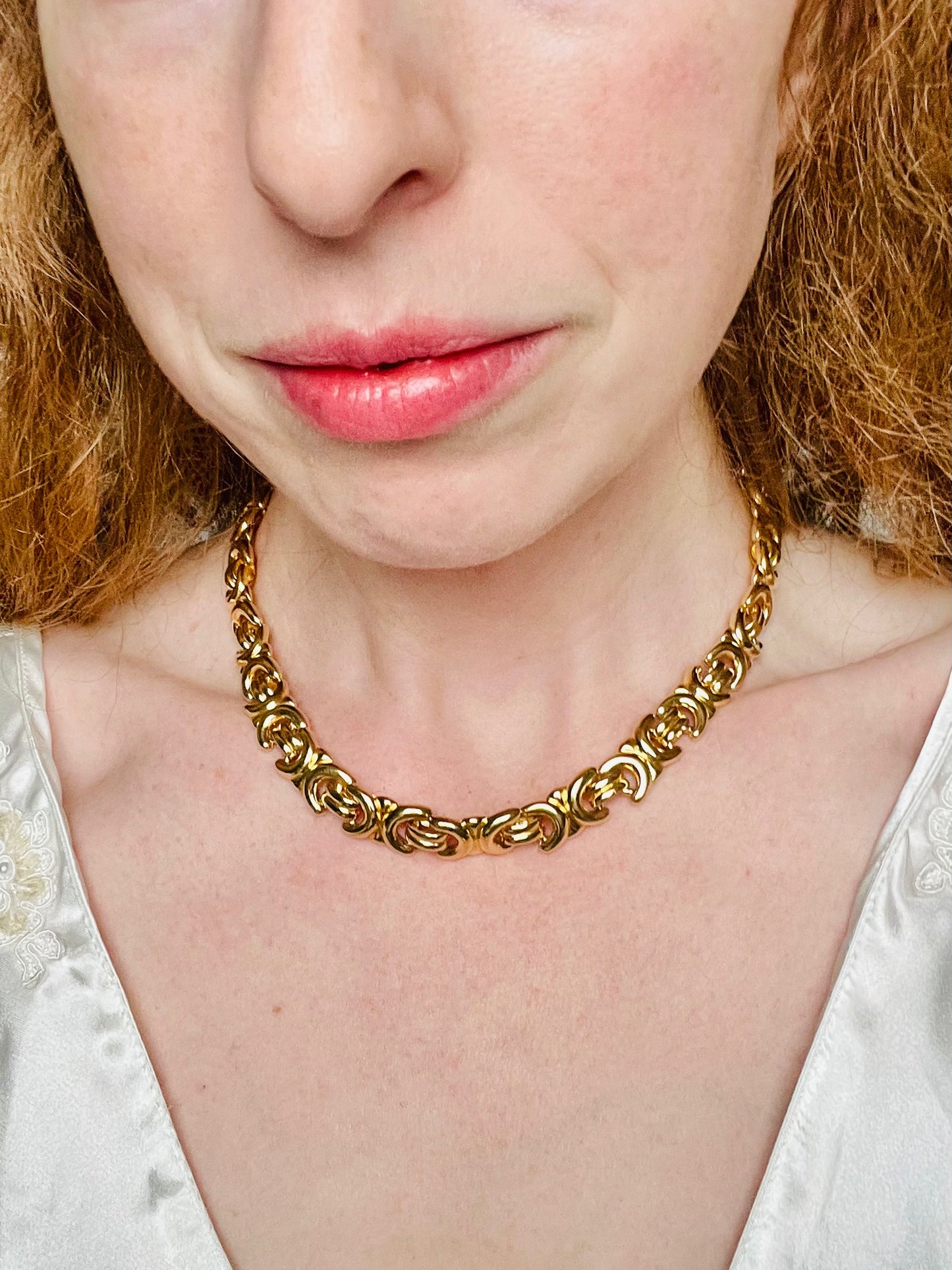 Vintage Krementz Roll Lonk Gold Tone Necklace
