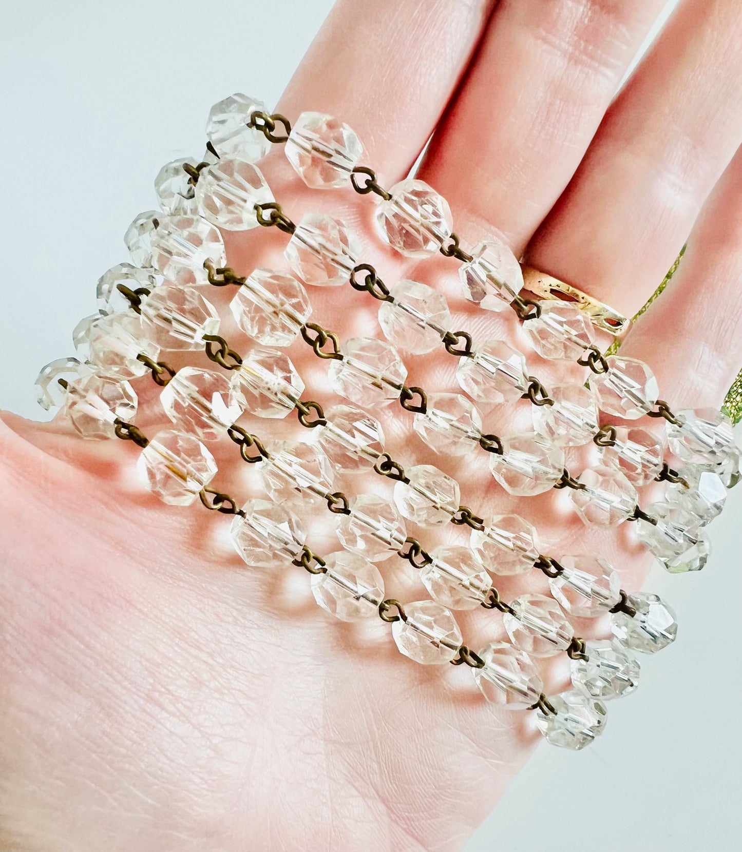 Vintage 1950s Faceted Glass Long Chain Necklace or Bracelet