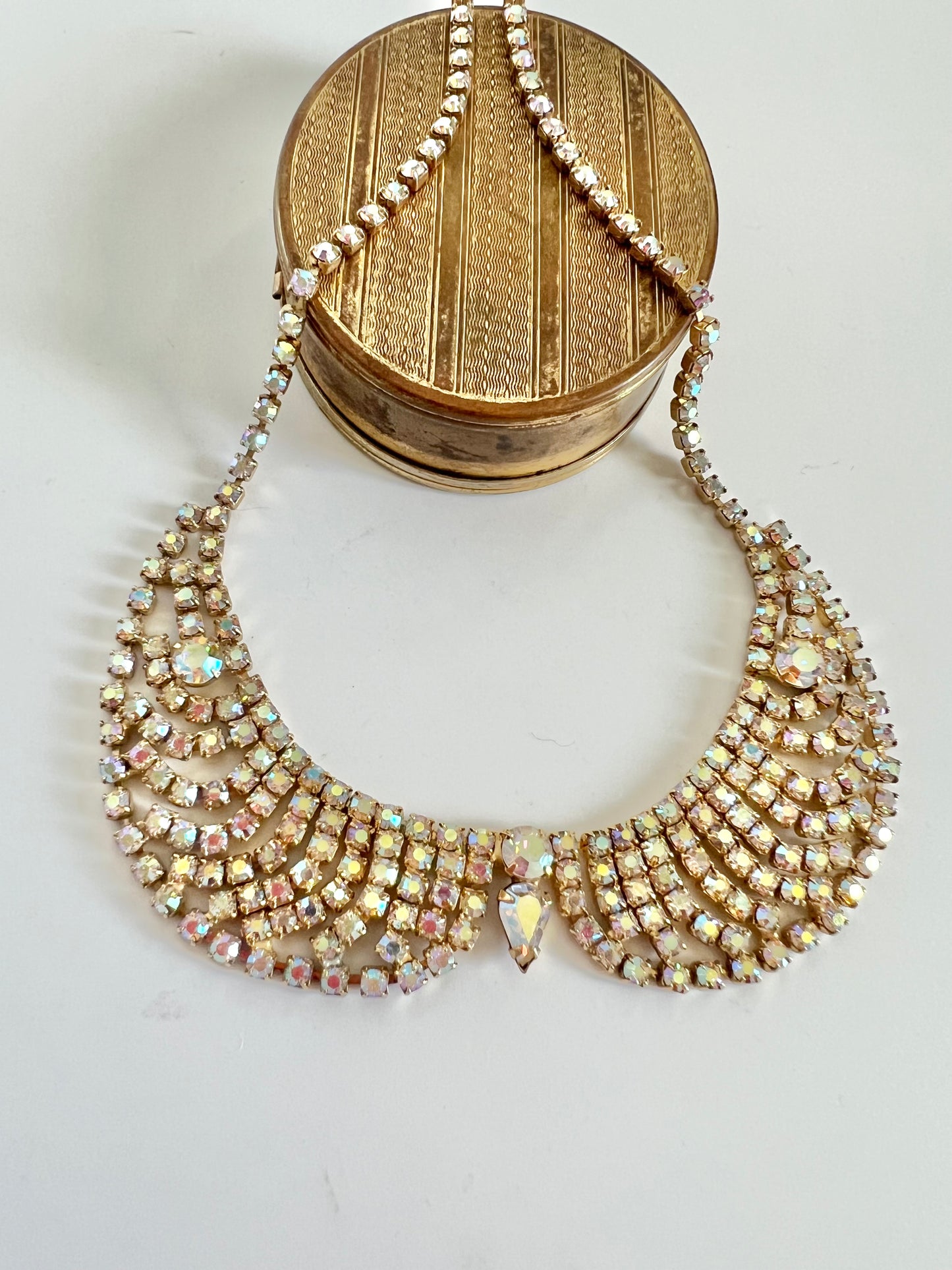 Vintage 1960s AB Rhinestone Peter Pan Collar Necklace