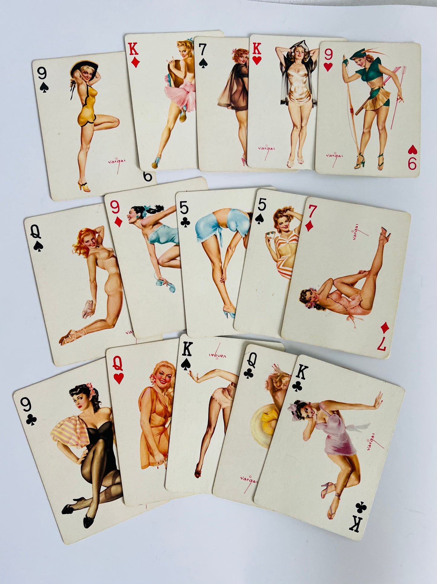Vintage 1950s Vargas Girls Playing Cards Set of 15