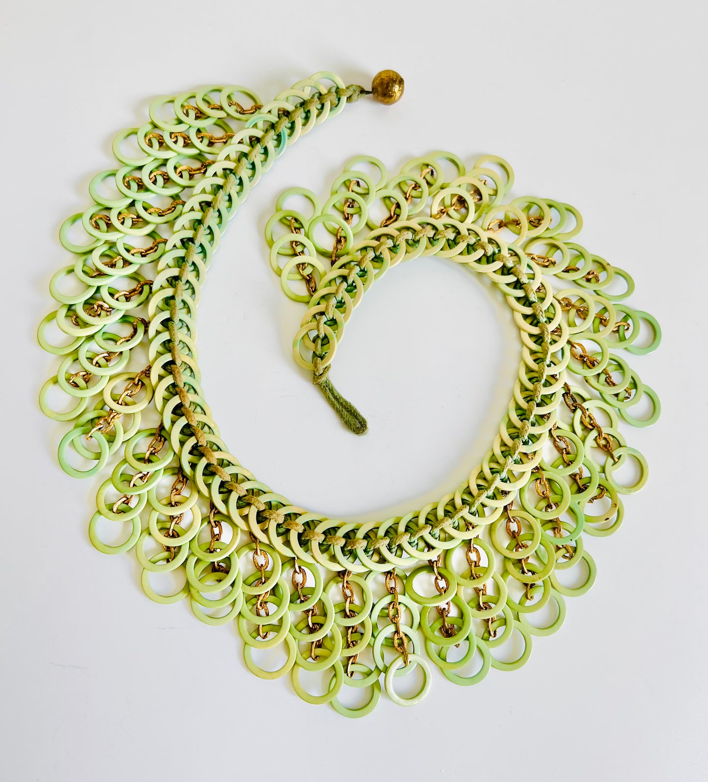 Vintage Mint Green Circle Bib Collar Necklace