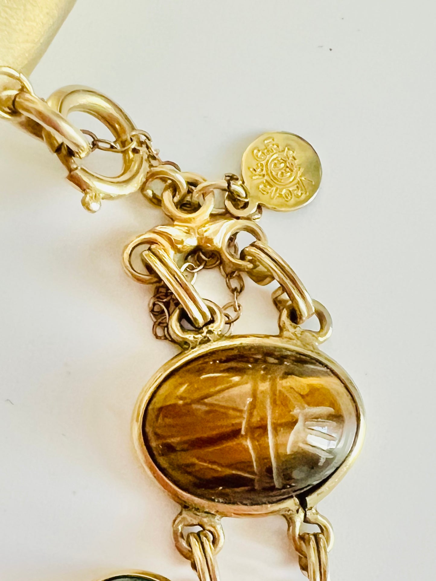 Vintage Carved Scarab Gold Filled Egyptian Revival Bracelet