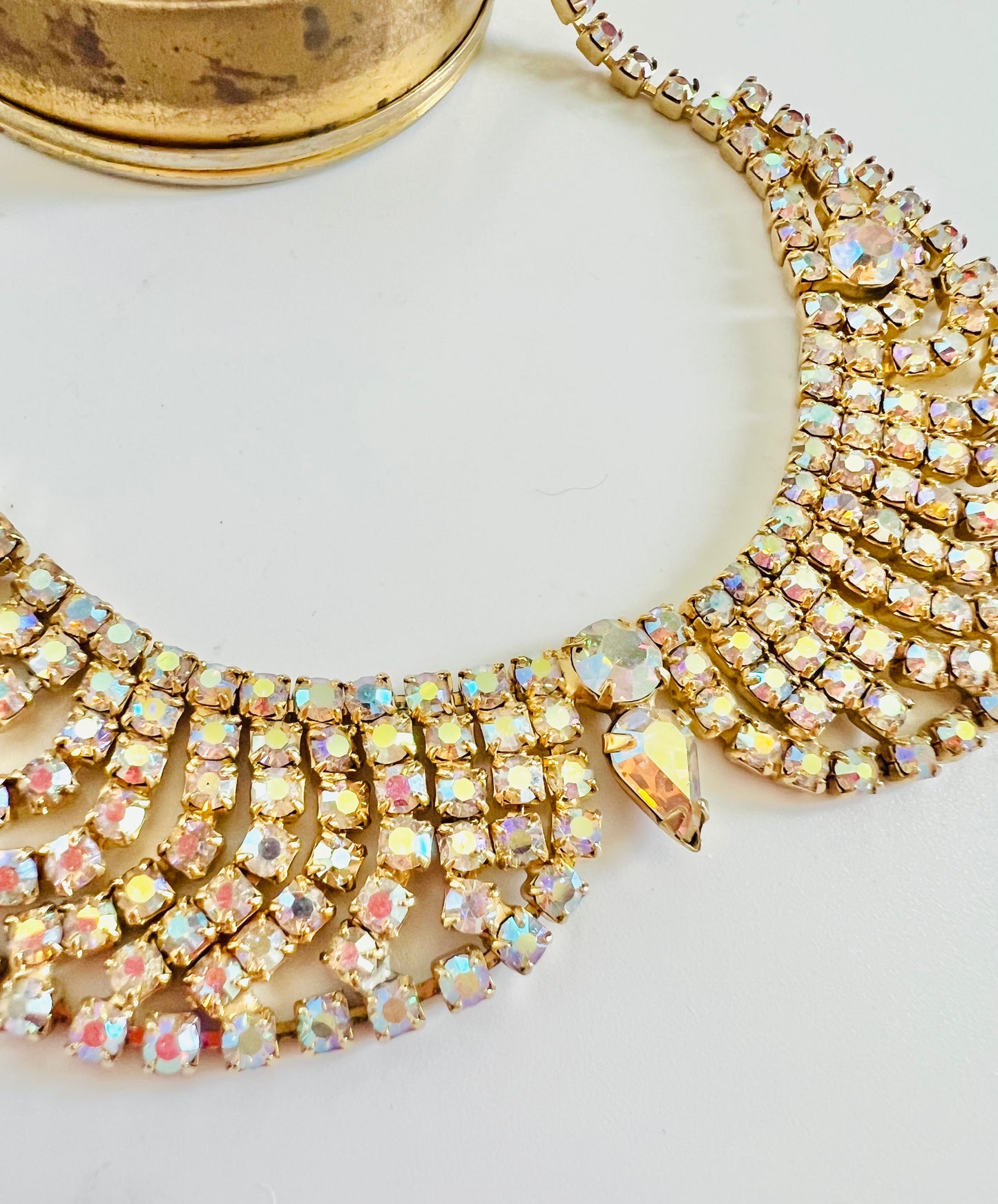 Vintage 1960s AB Rhinestone Peter Pan Collar Necklace