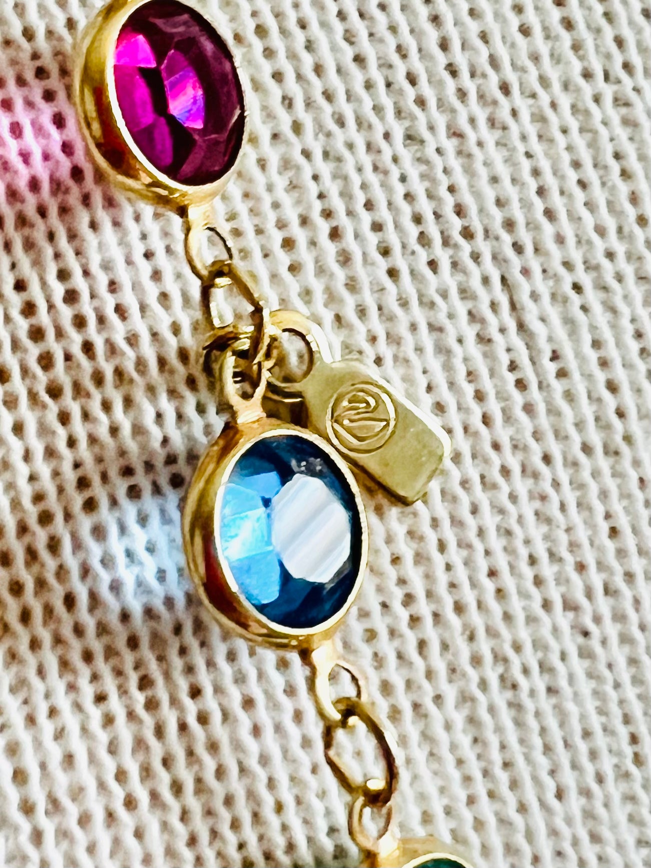 Vintage Signed Swarovski Bezel Set Gem Tone Necklace