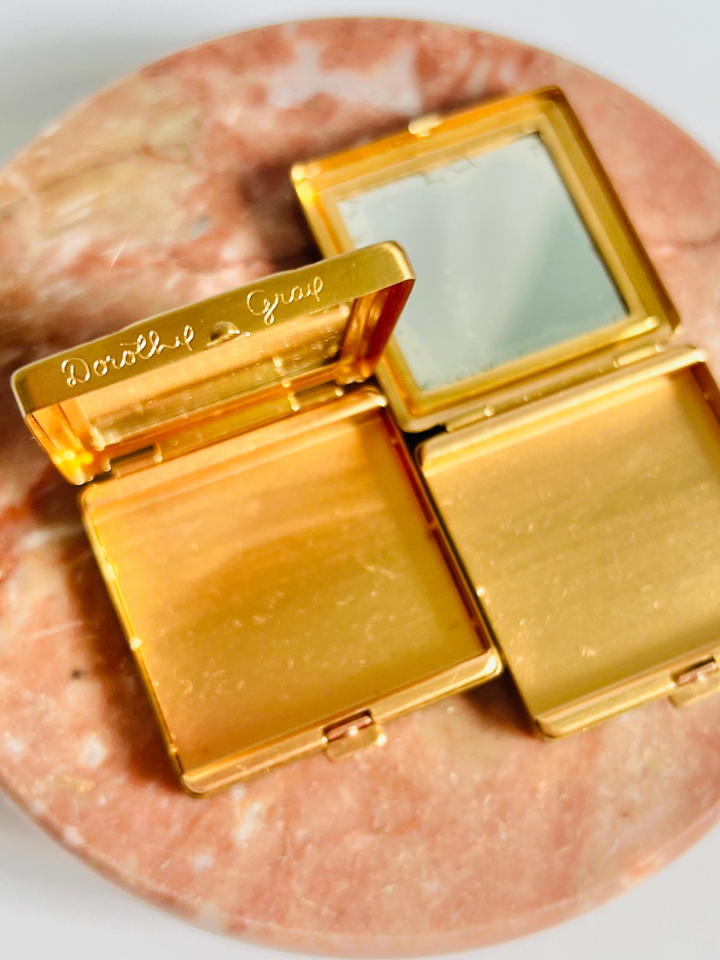 Vintage Midcentury Gold Dorothy Gray Set of 2 Mirror Compacts