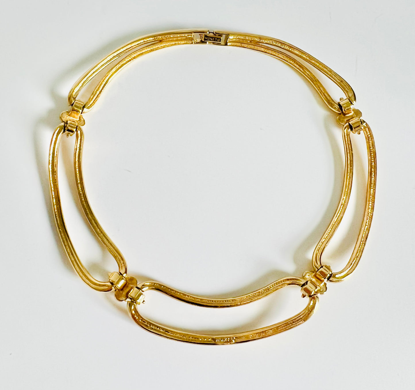 Vintage Gold 1980s Monet Curved Collar Necklace