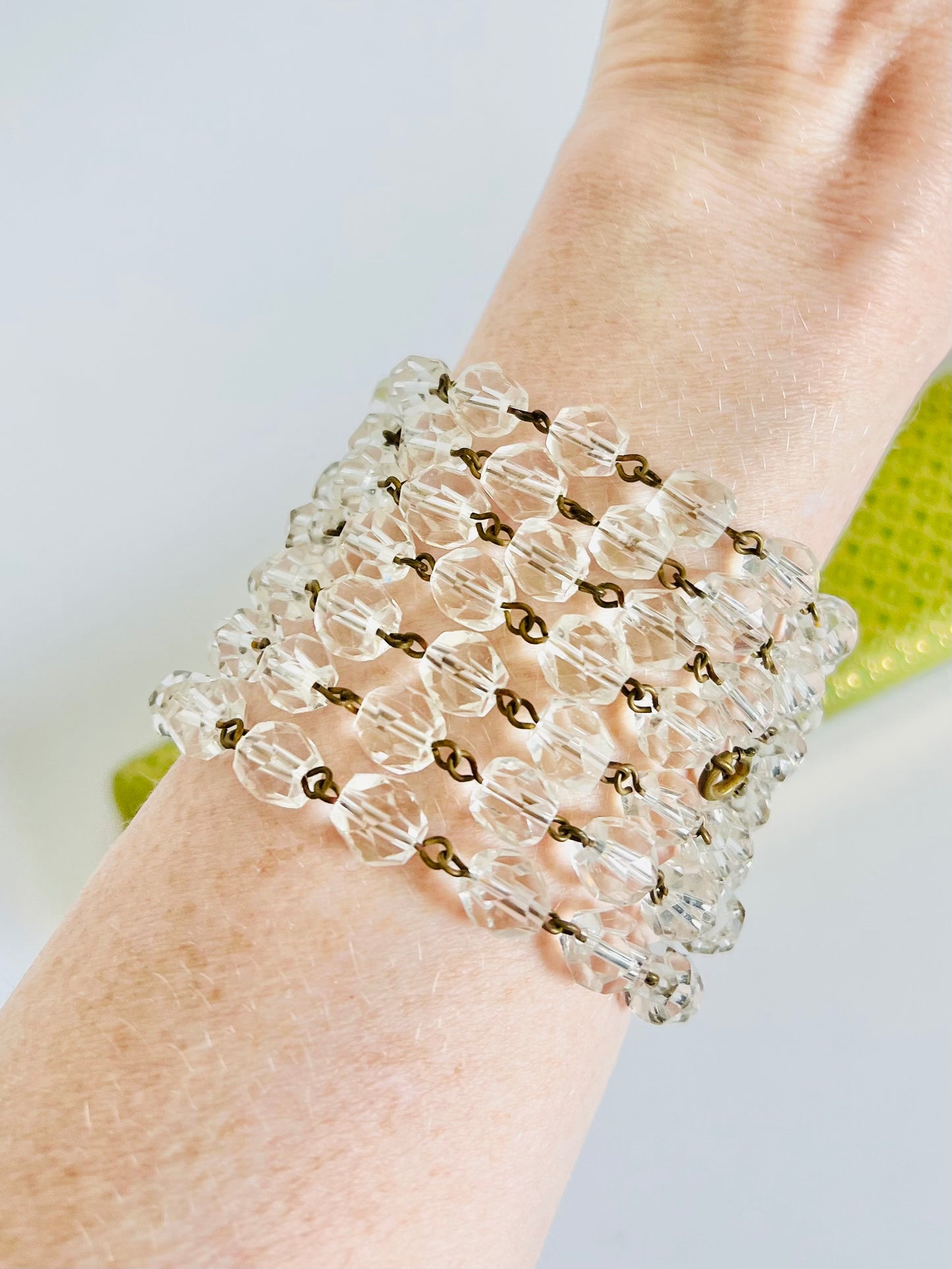 Vintage 1950s Faceted Glass Long Chain Necklace or Bracelet