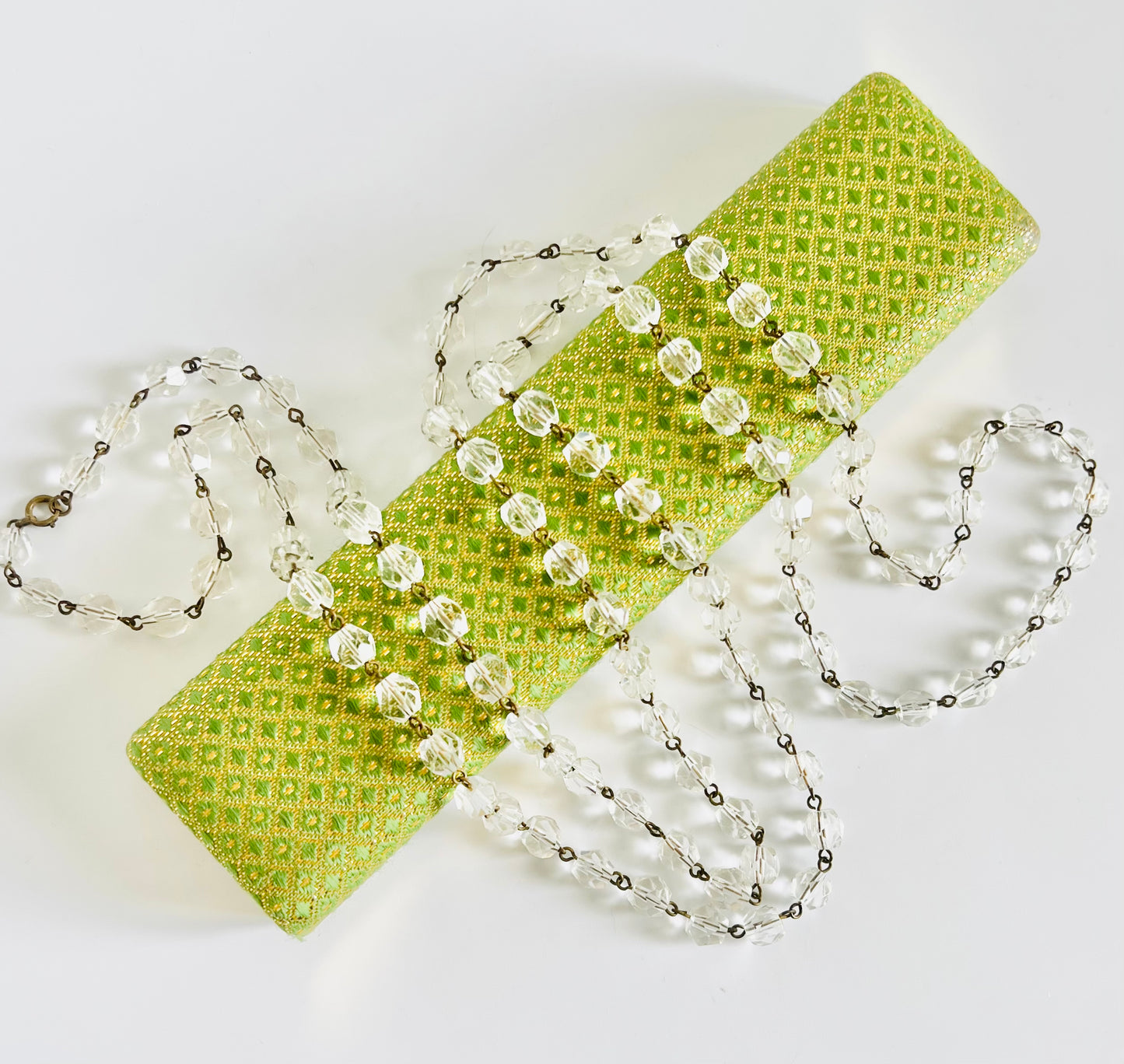 Vintage 1950s Faceted Glass Long Chain Necklace or Bracelet