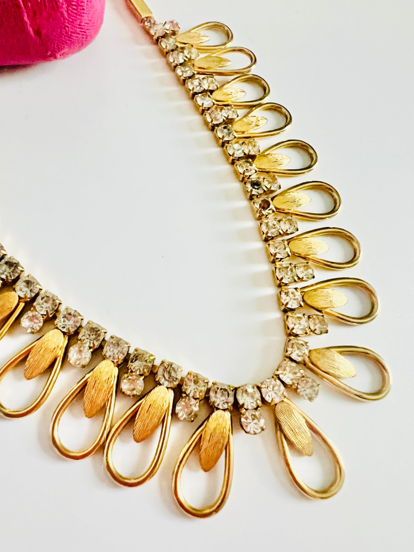 Vintage Rhinestone and Brushed Gold Midcentury Sarah Coventry Necklace
