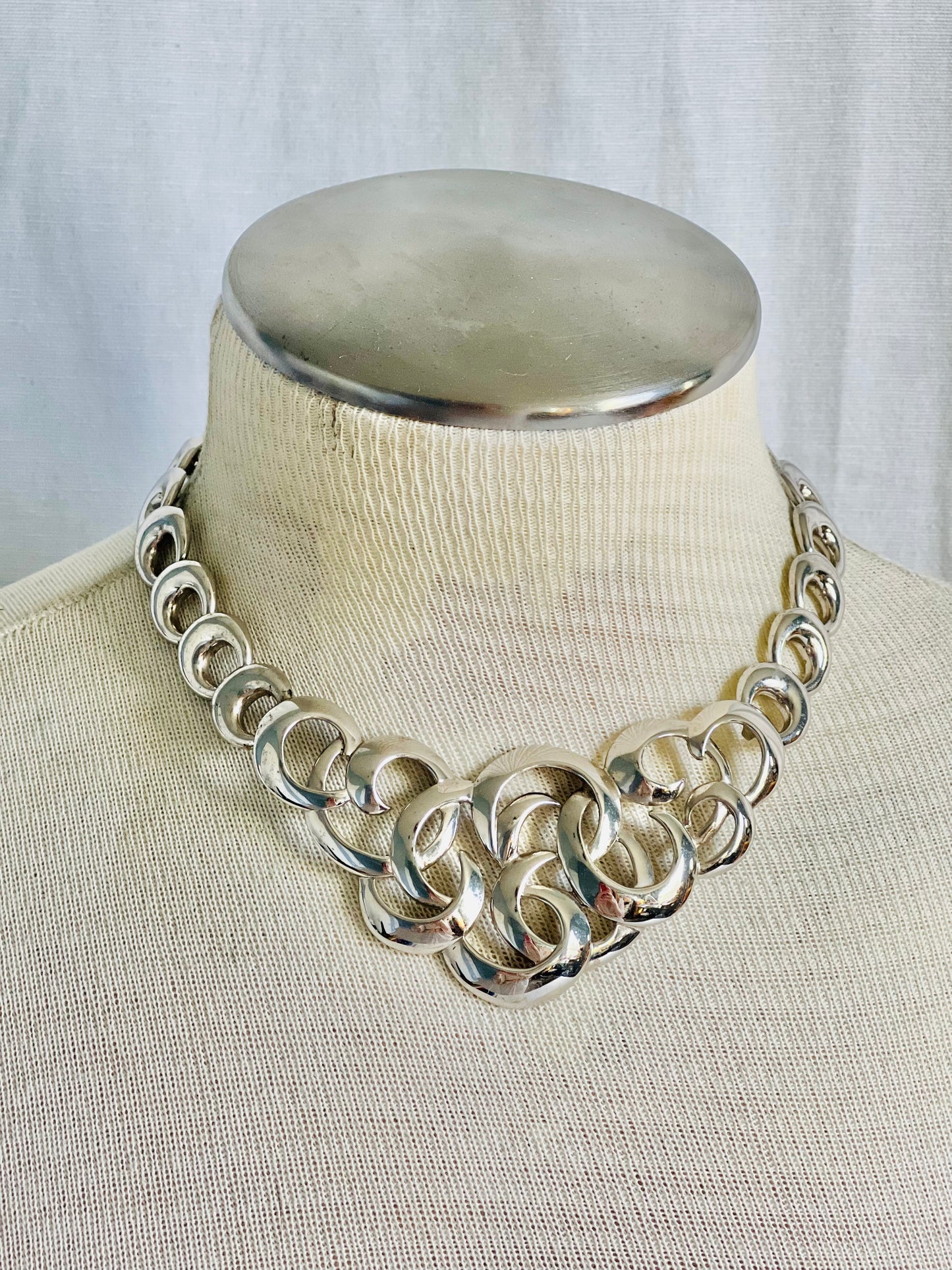 Vintage Napier Silver Tone Scroll Necklace