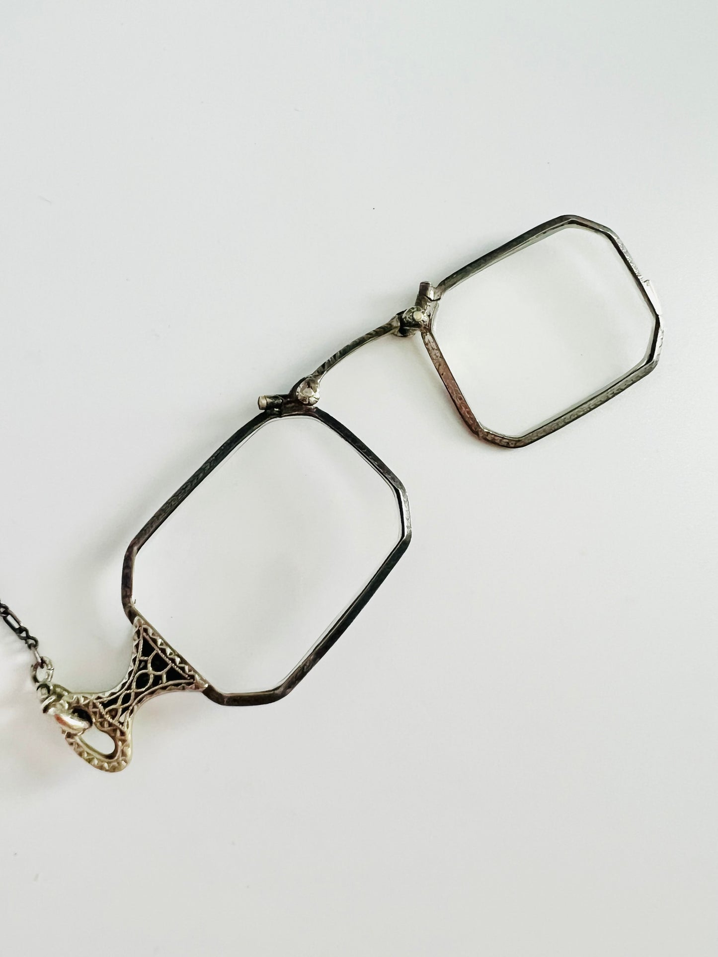 Rare Victorian Sterling Silver Lorgnette Eye Glass Necklace