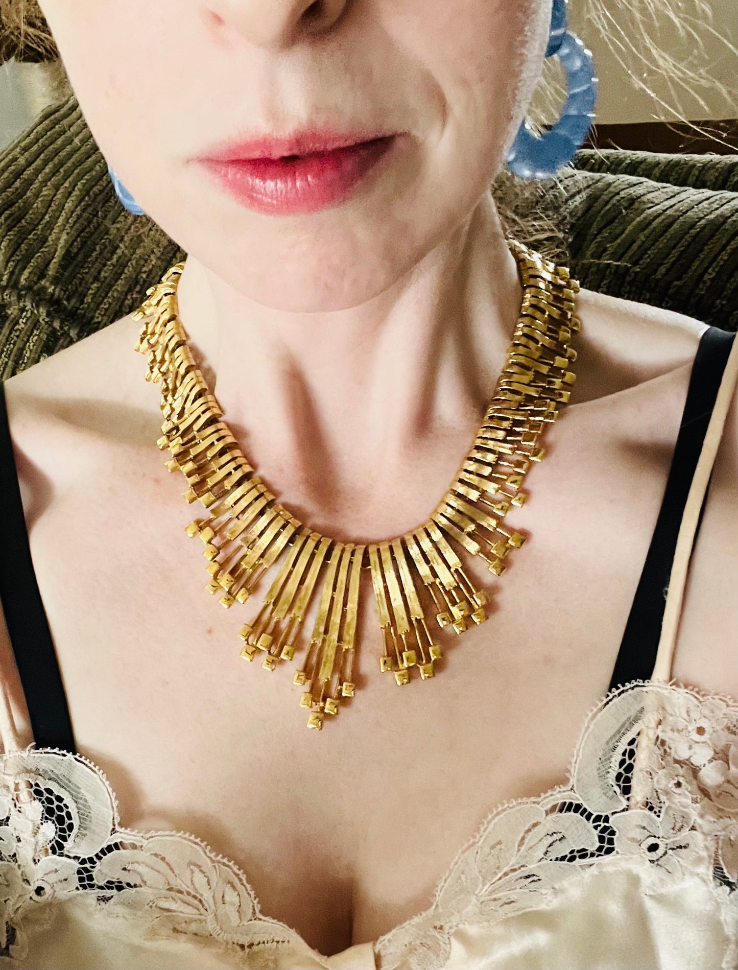 Vintage 1970s Monet Fantessa Gold Statement Necklace