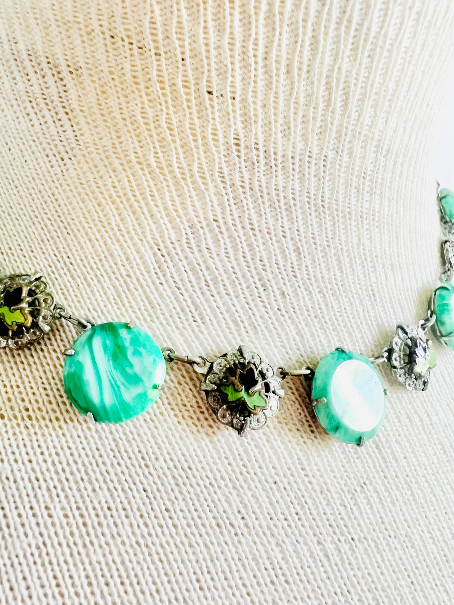Art Deco 1940s Peking Glass and Enamel Necklace