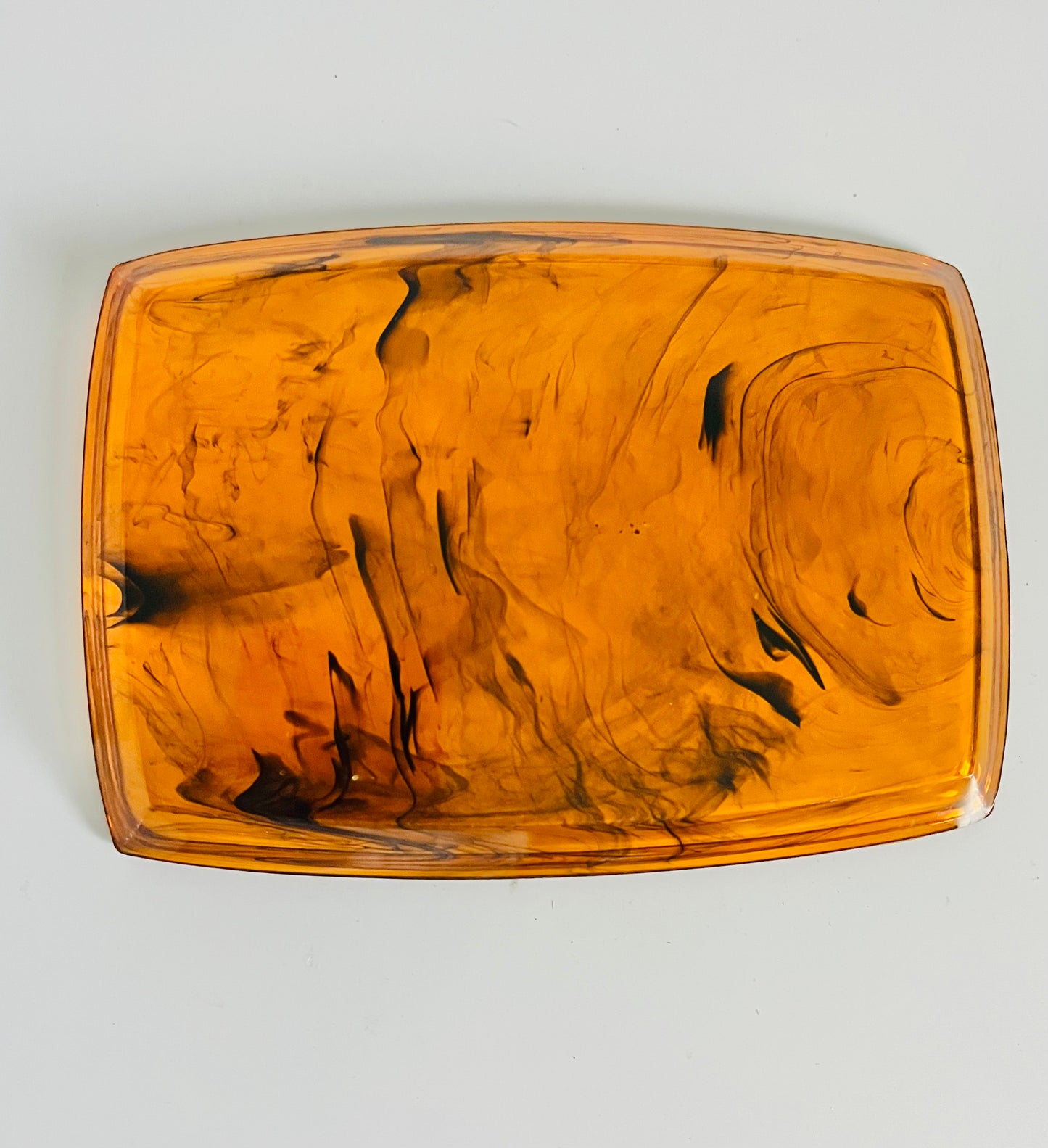 Vintage Faux Tortoise Shell Flat Jewelry Tray