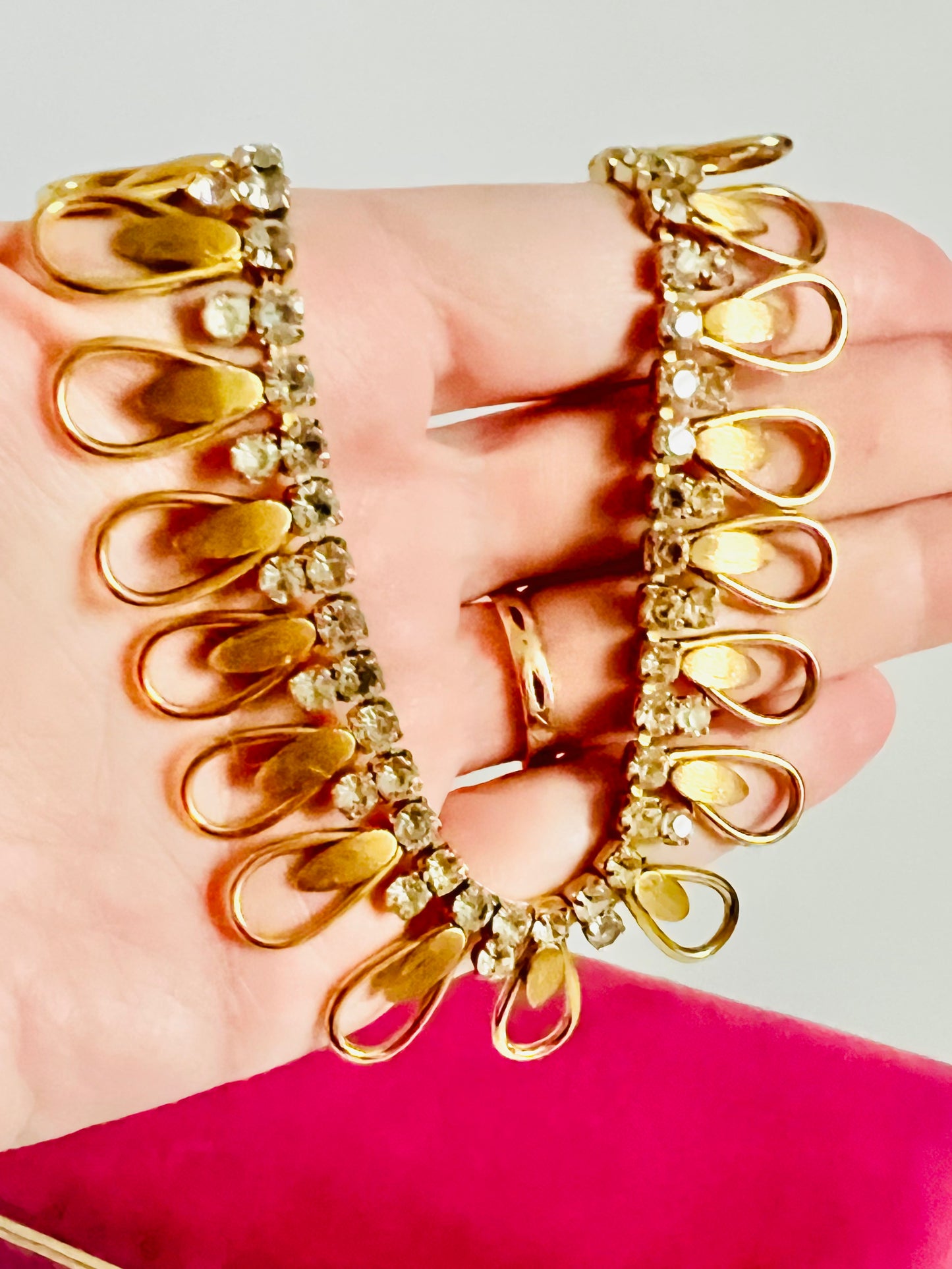 Vintage Rhinestone and Brushed Gold Midcentury Sarah Coventry Necklace