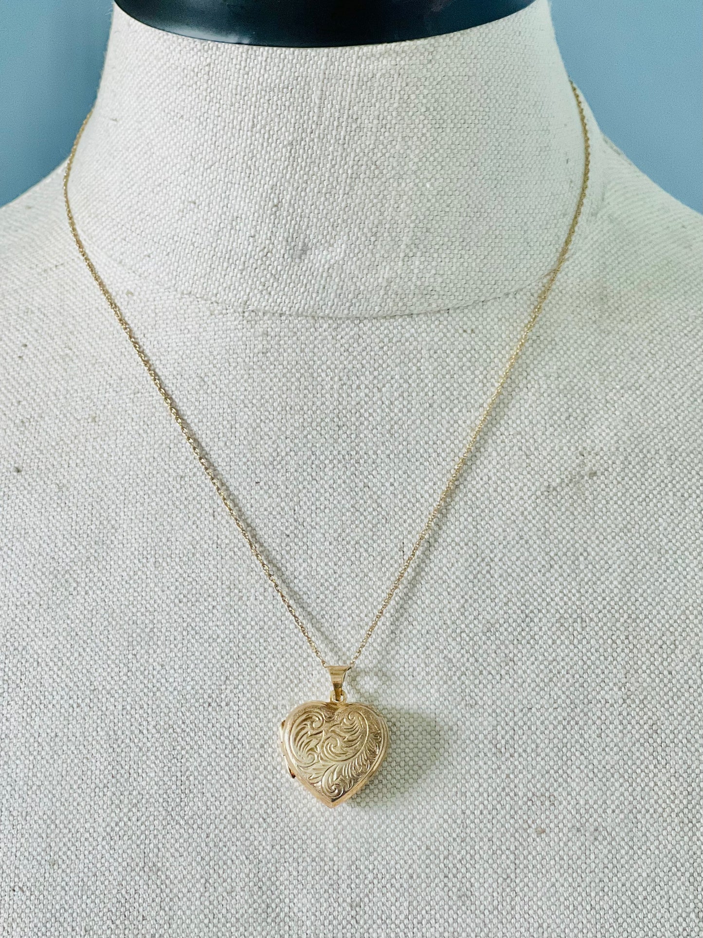 Vintage Sterling Vermeil Heart Locket Pendant Necklace