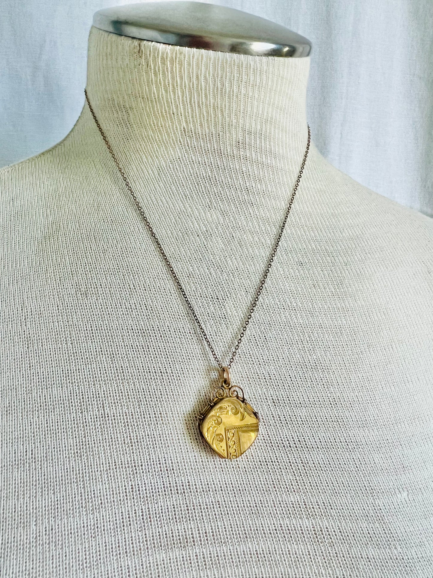 Antique Edwardian Gold Filled Diamond Shaped Locket