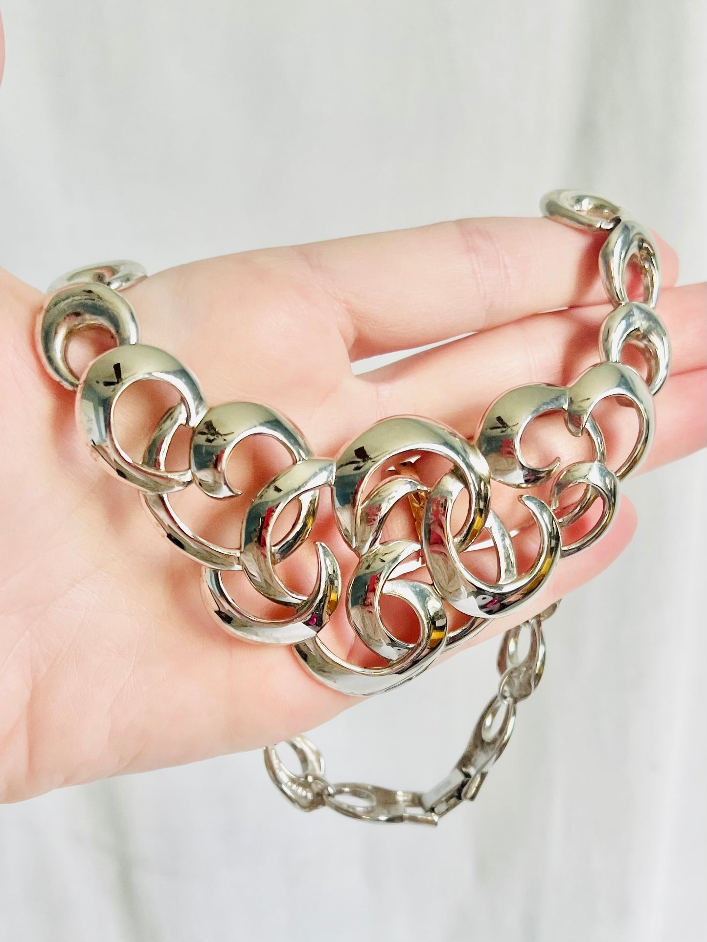 Vintage Napier Silver Tone Scroll Necklace