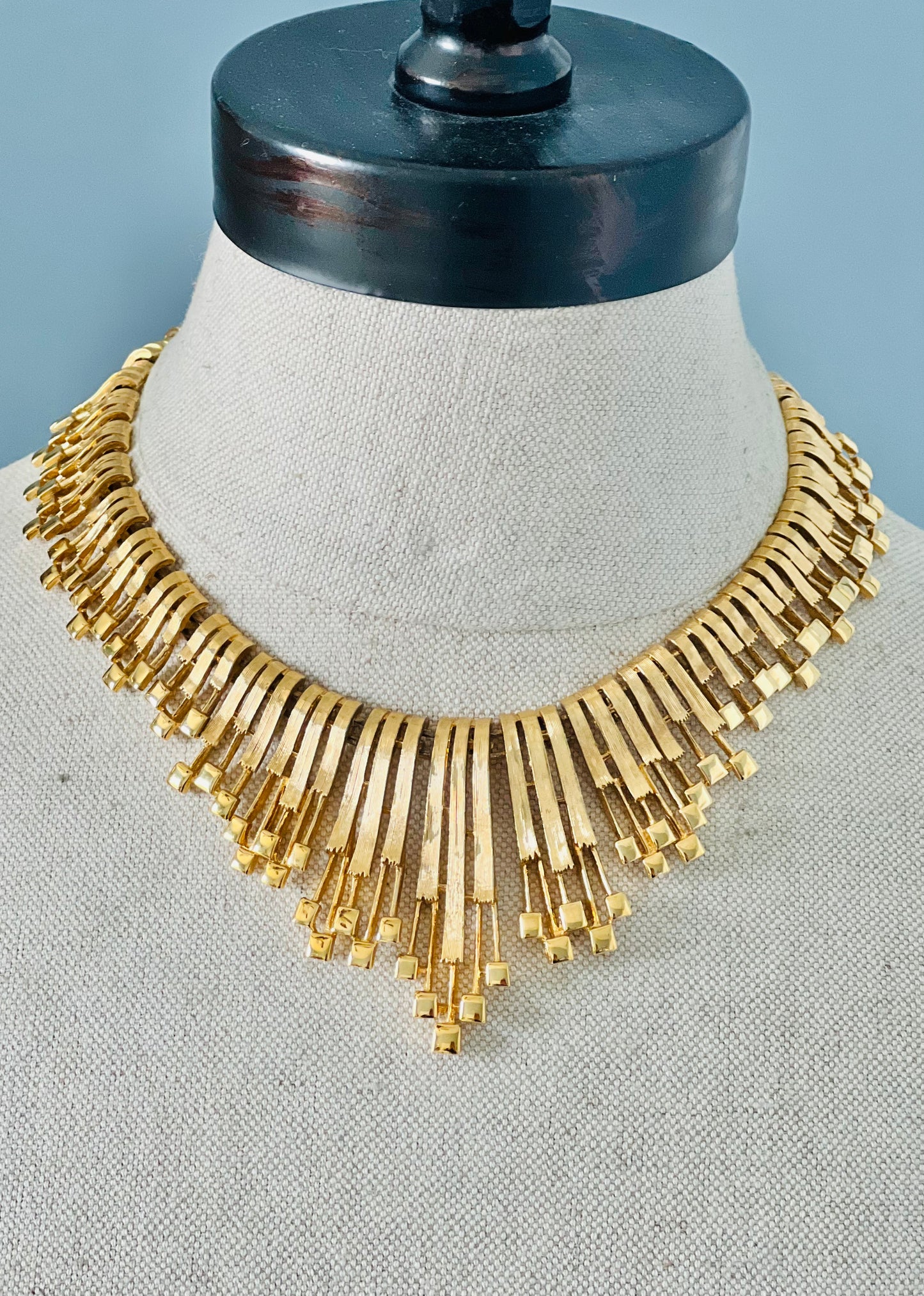 Vintage 1970s Monet Fantessa Gold Statement Necklace