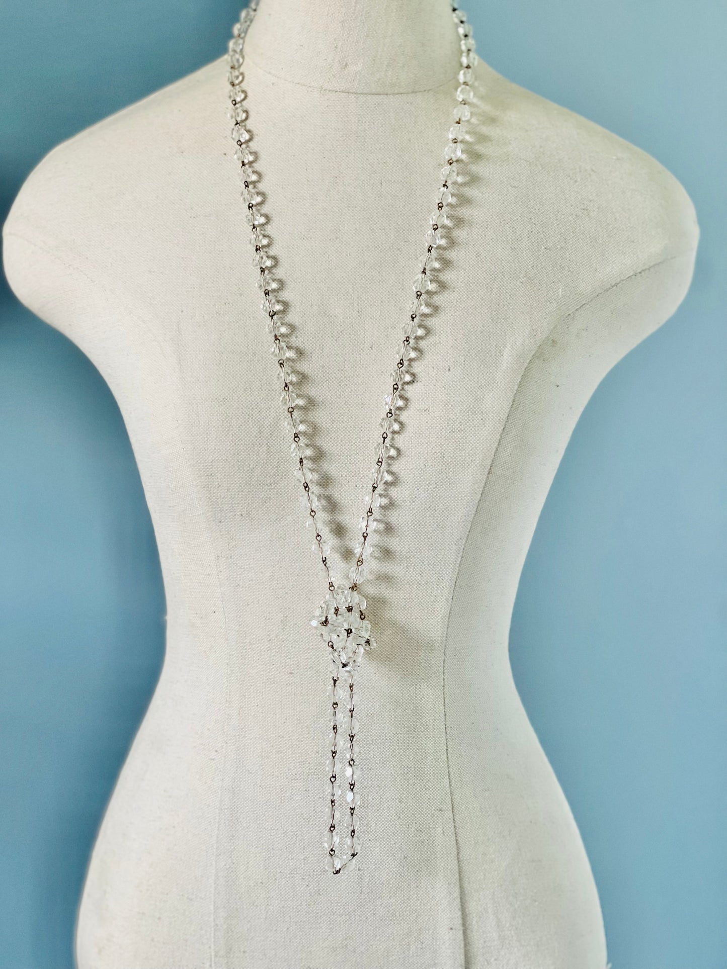 Vintage 1950s Faceted Glass Long Chain Necklace or Bracelet