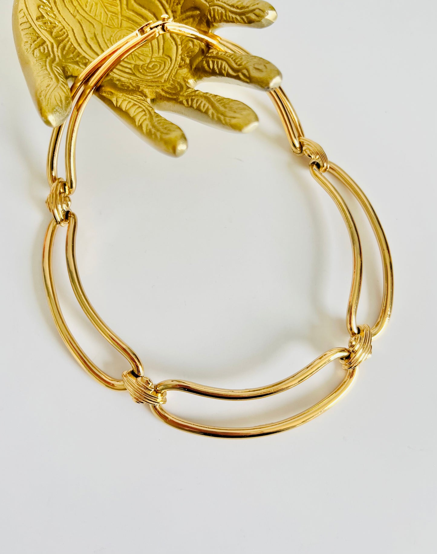 Vintage Gold 1980s Monet Curved Collar Necklace