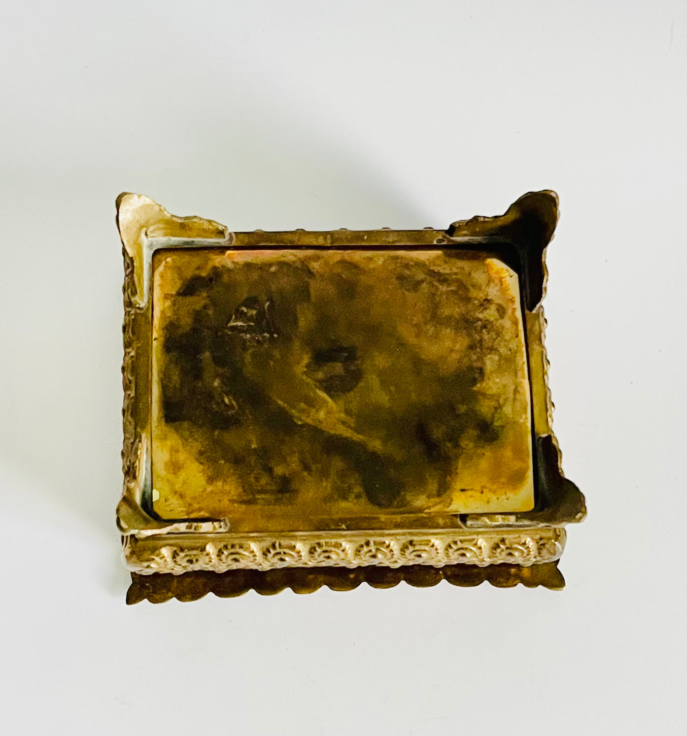 Vintage Midcentury Heavy Brass Keepsake Box with Ornate Feet