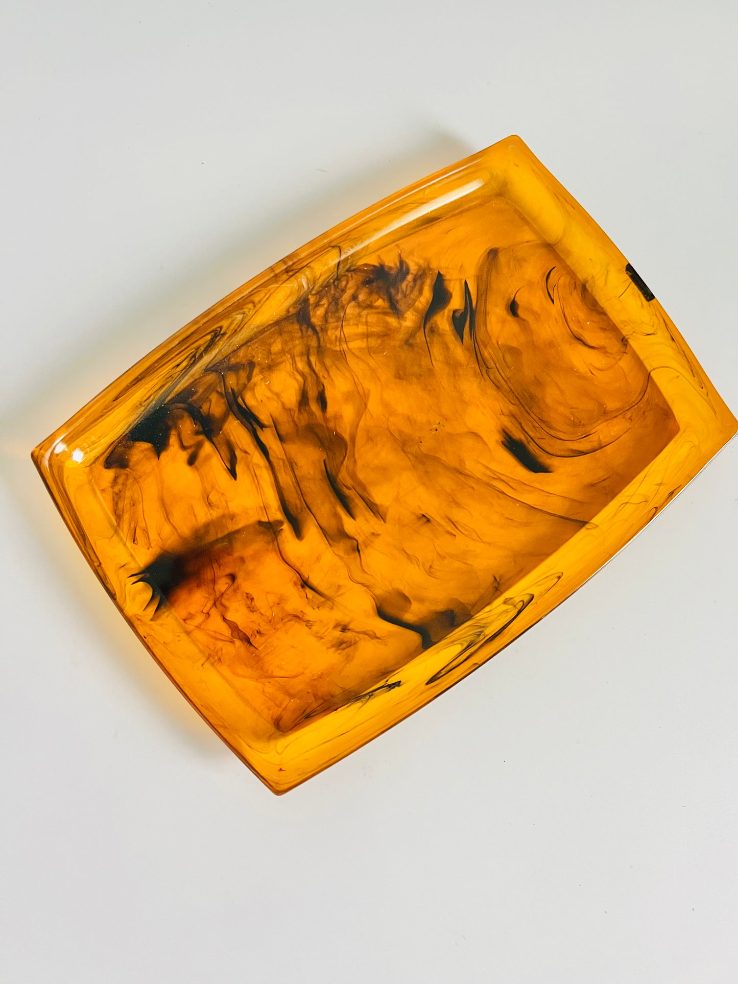Vintage Faux Tortoise Shell Flat Jewelry Tray