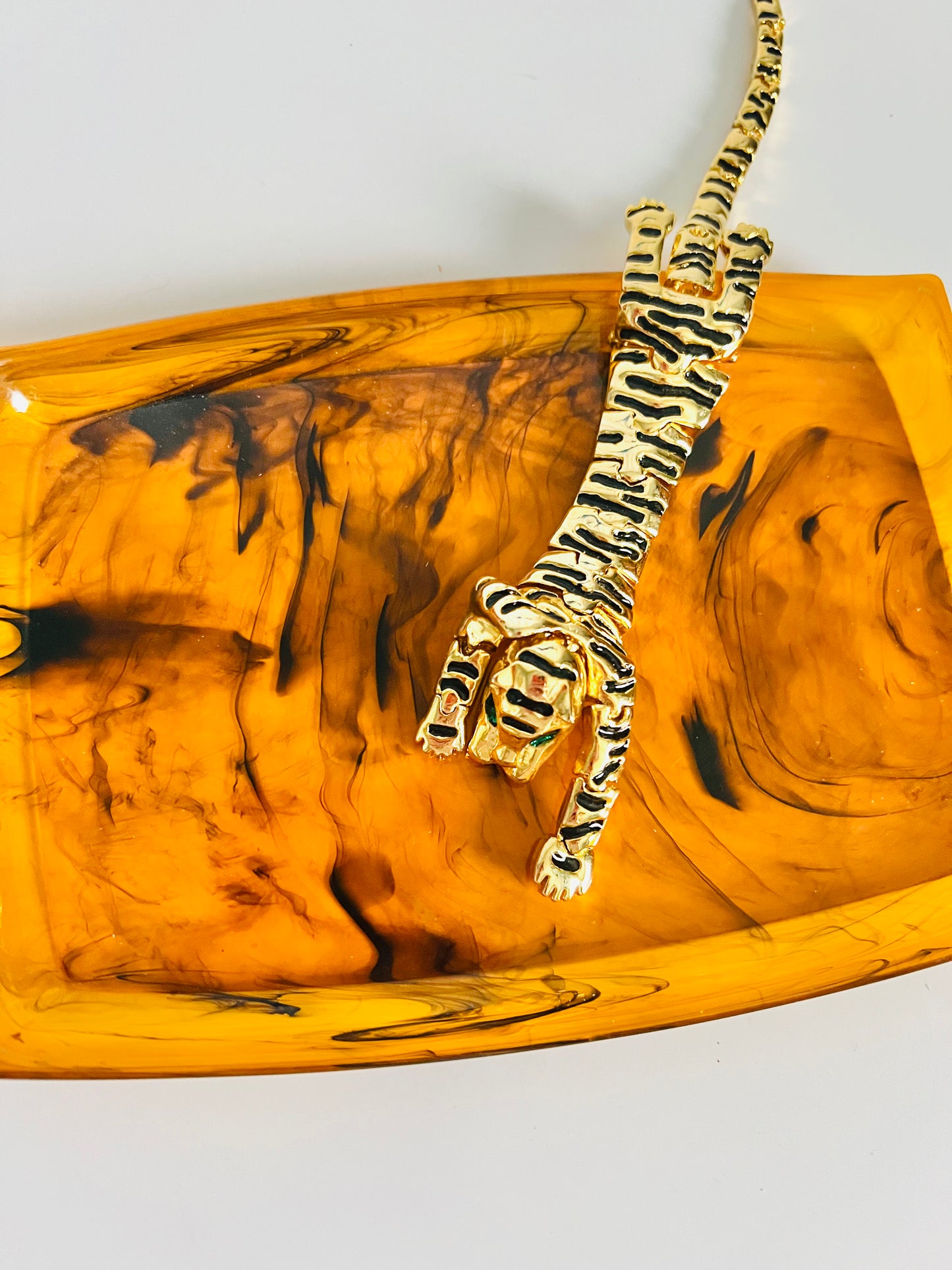 Vintage Faux Tortoise Shell Flat Jewelry Tray