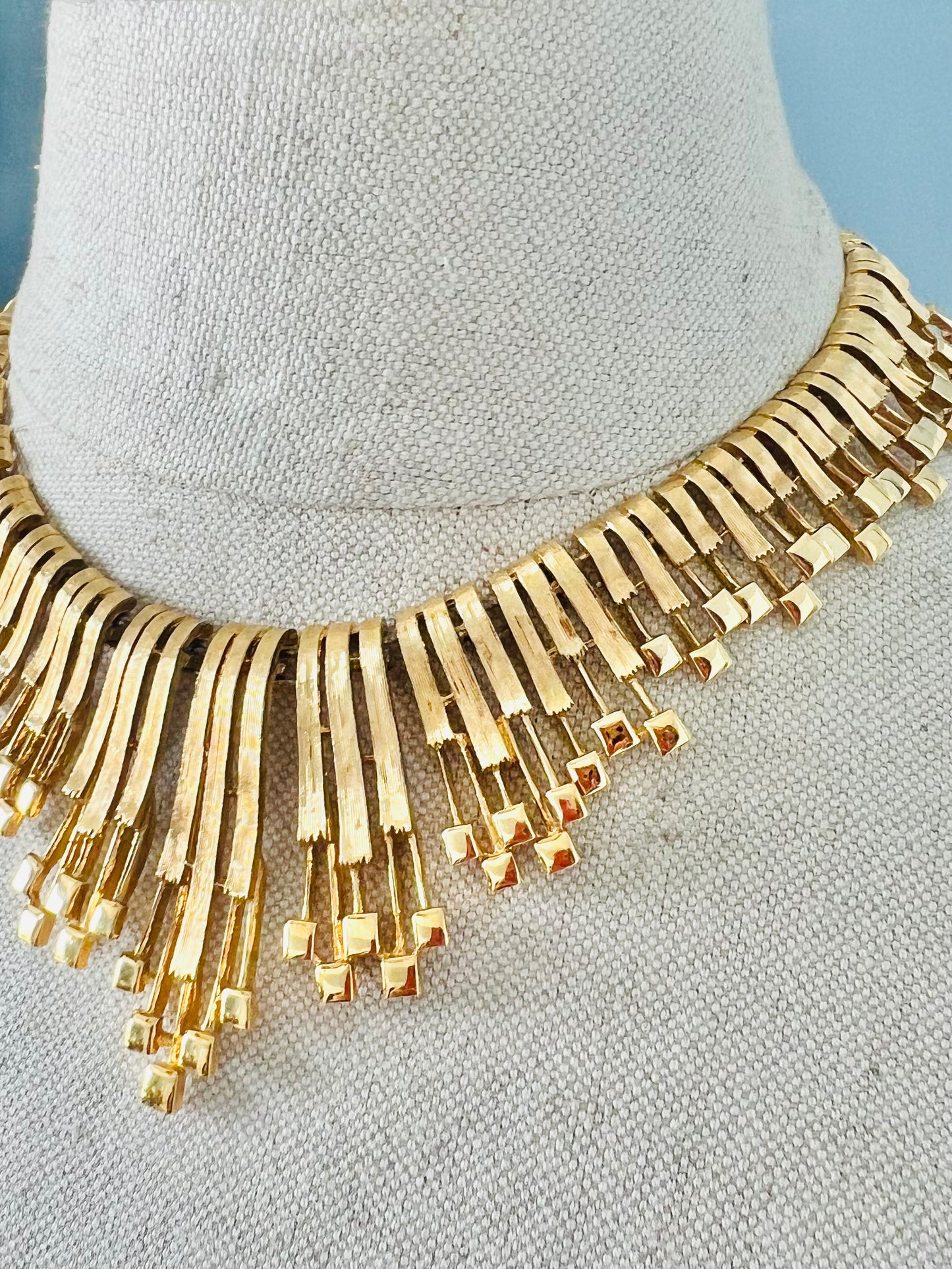 Vintage 1970s Monet Fantessa Gold Statement Necklace