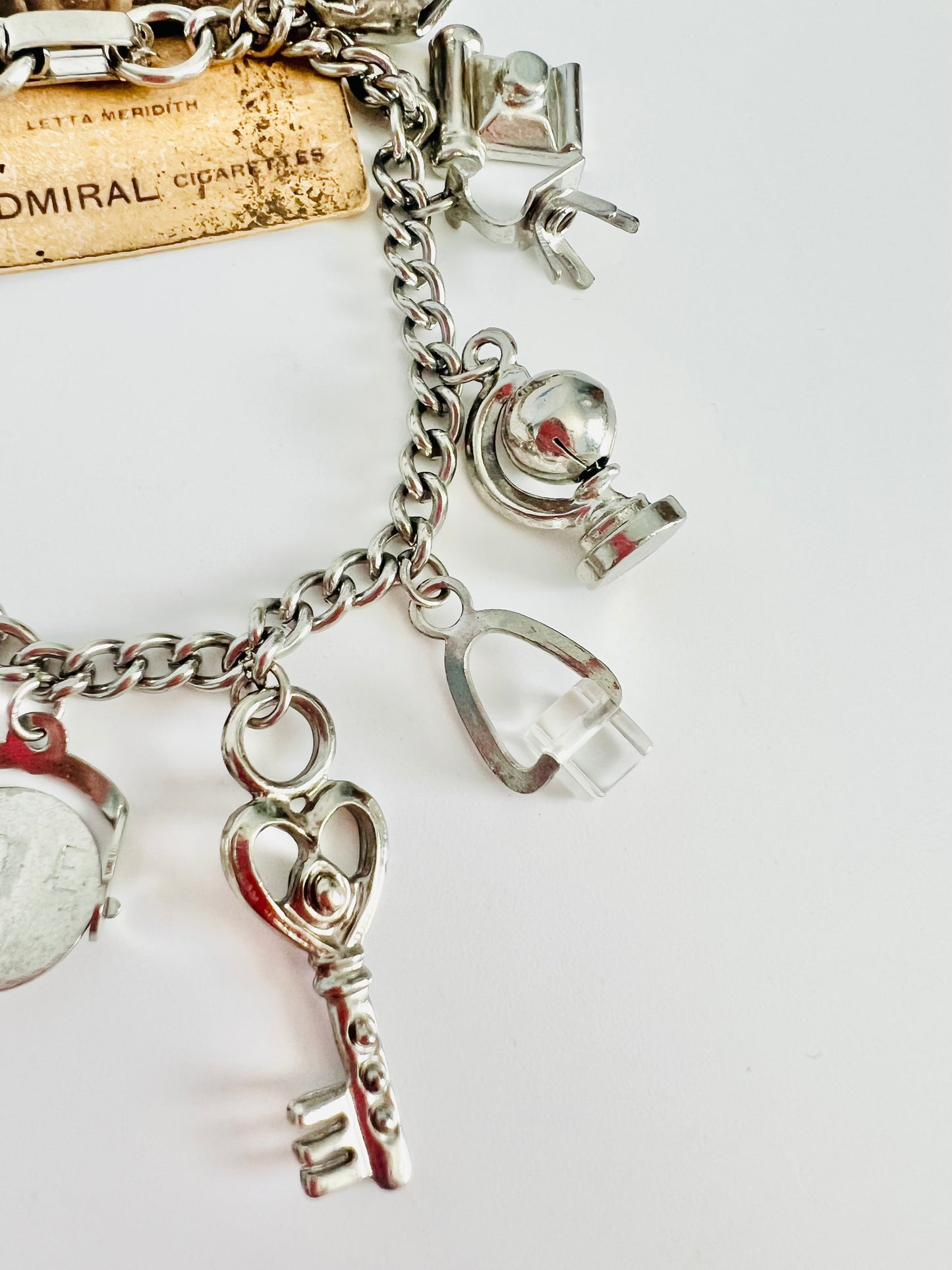 Vintage Silver Charms Chain Link Bracelet