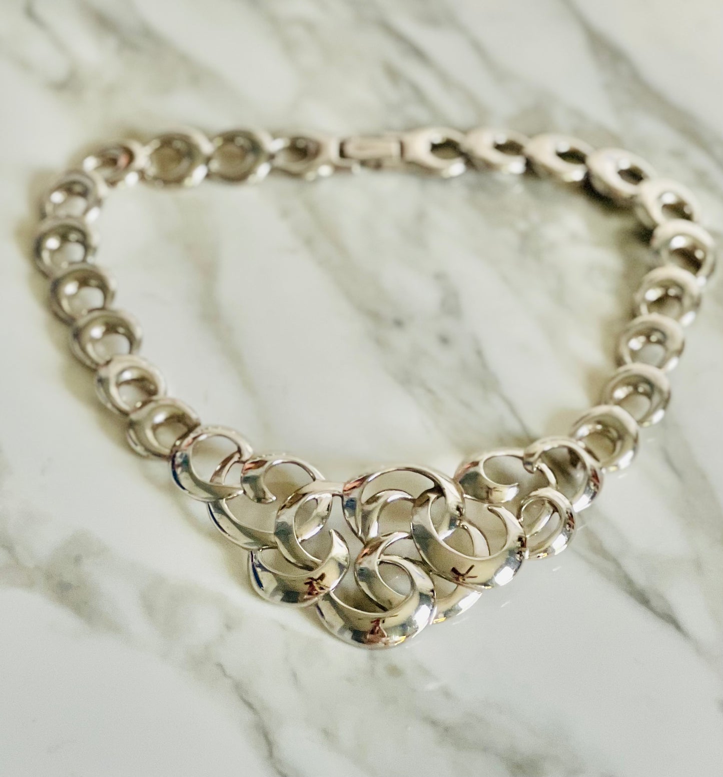 Vintage Napier Silver Tone Scroll Necklace