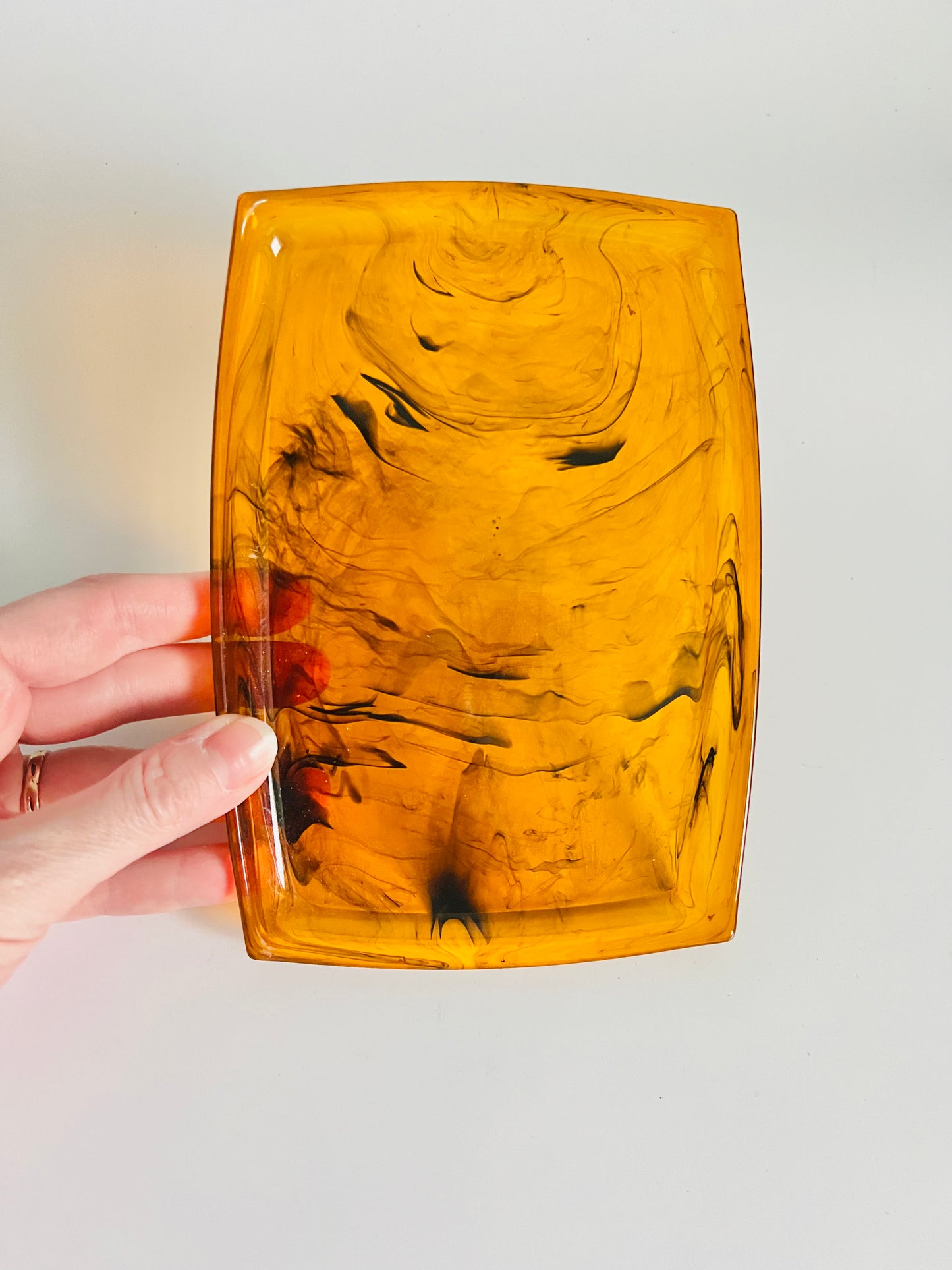 Vintage Faux Tortoise Shell Flat Jewelry Tray
