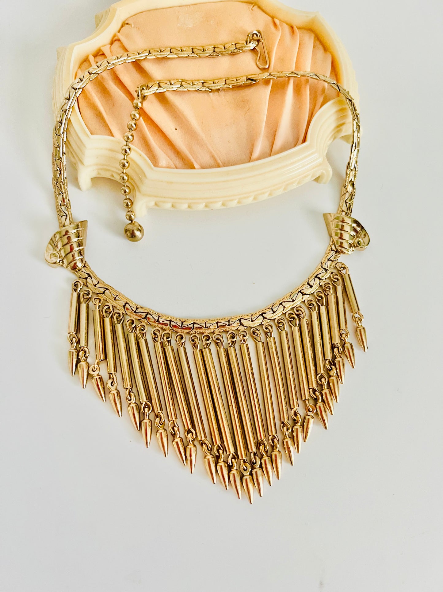 Vintage 1940s Gold Bib Deco Style Necklace