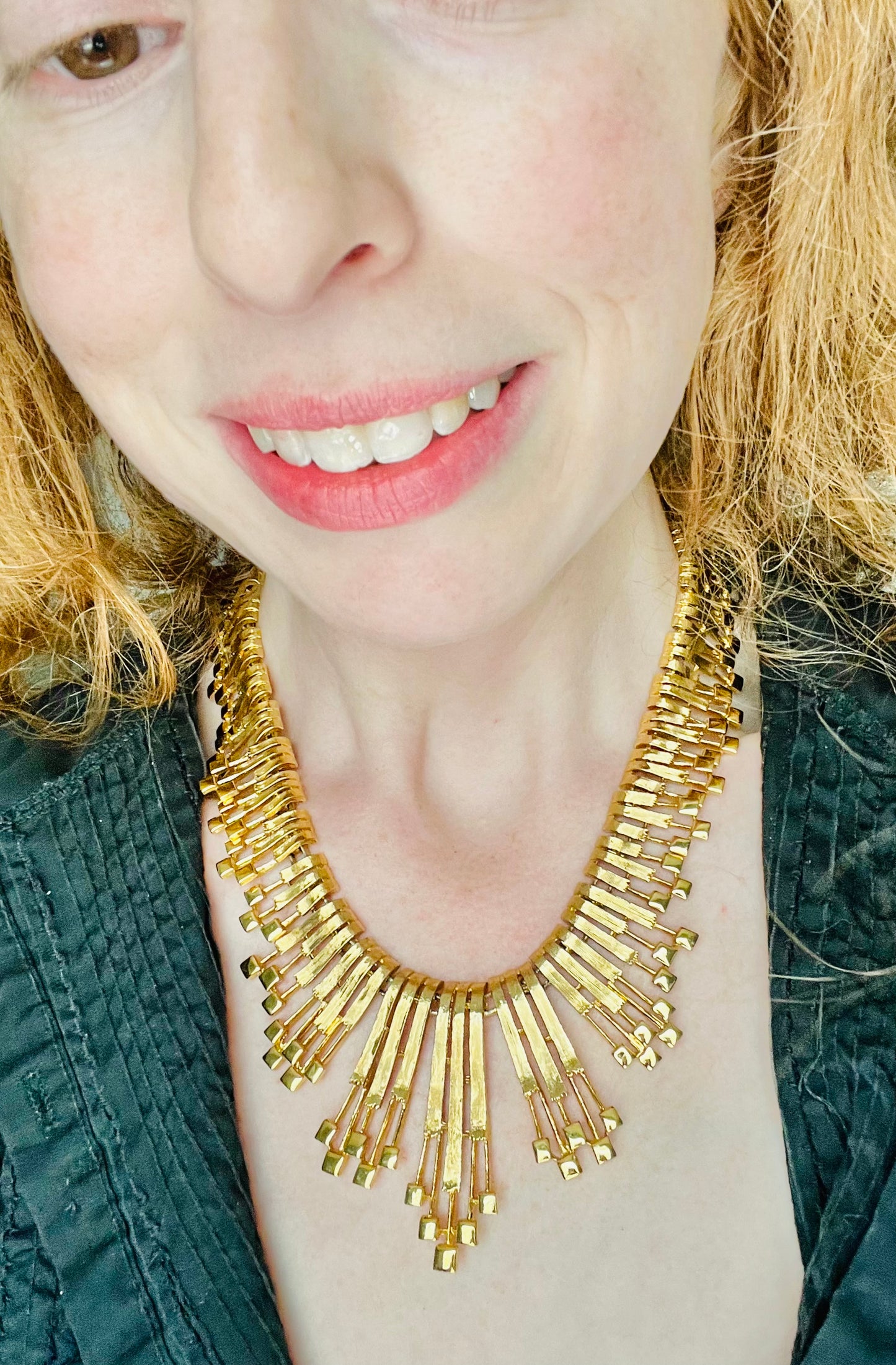 Vintage 1970s Monet Fantessa Gold Statement Necklace