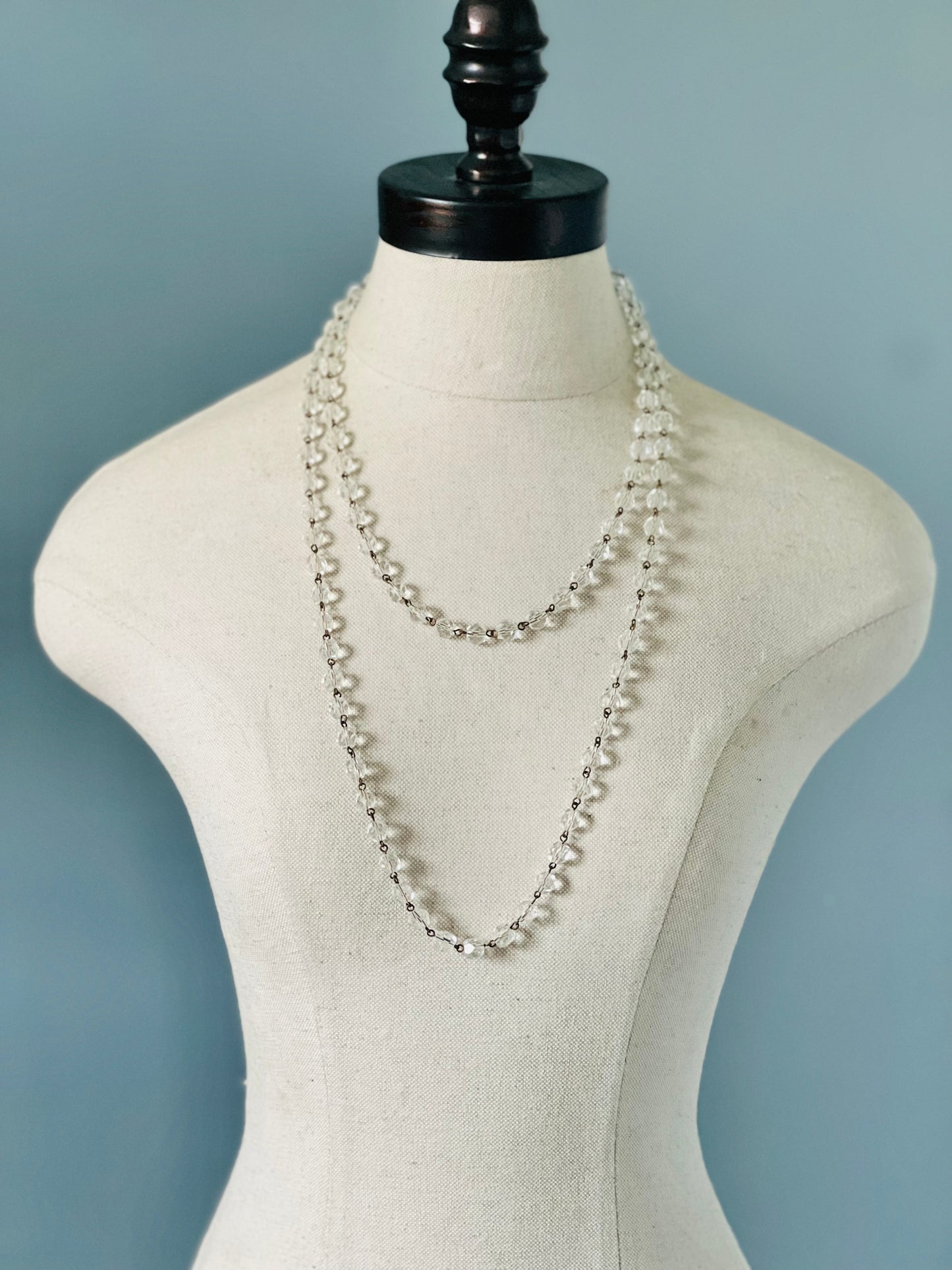 Vintage 1950s Faceted Glass Long Chain Necklace or Bracelet
