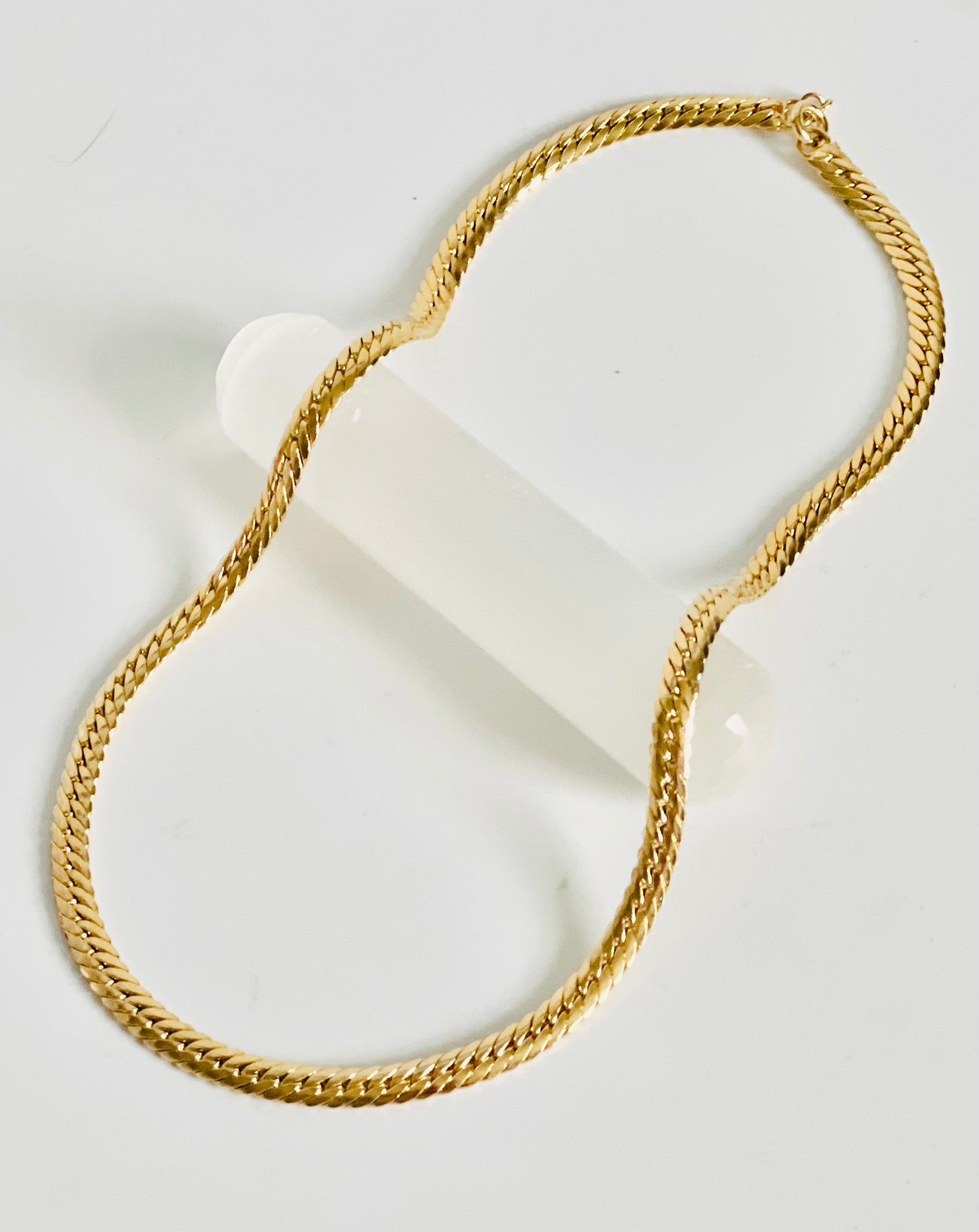 Vintage 1980s Golden Flat Weave Layering Chain Necklace