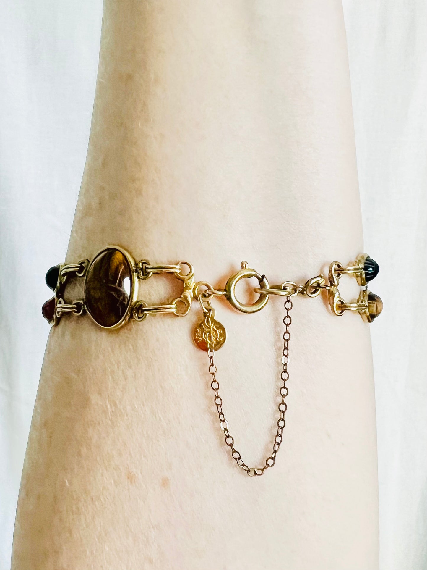 Vintage Carved Scarab Gold Filled Egyptian Revival Bracelet