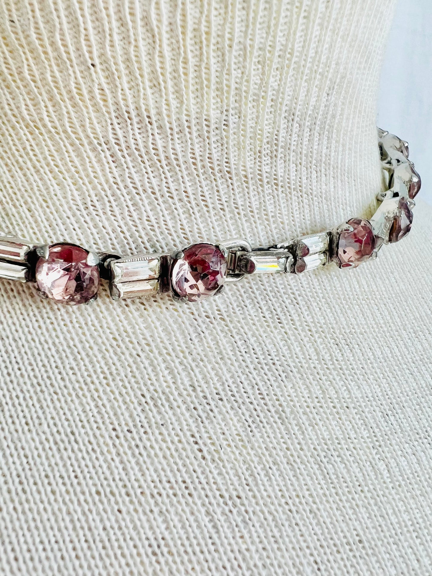 Vintage 1930s Lavender and Clear Glass Choker Necklace