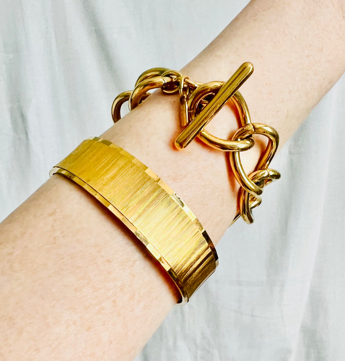 Vintage 1960s Monet Brushed Gold Bangle Bracelet