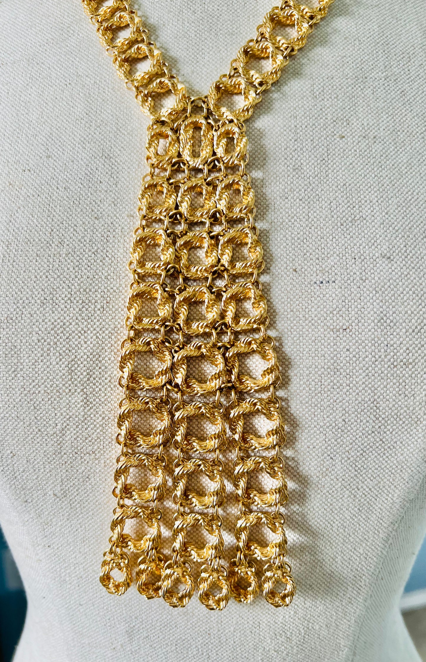 Vintage 1970s Monet Bouclais Gold Statement Necklace