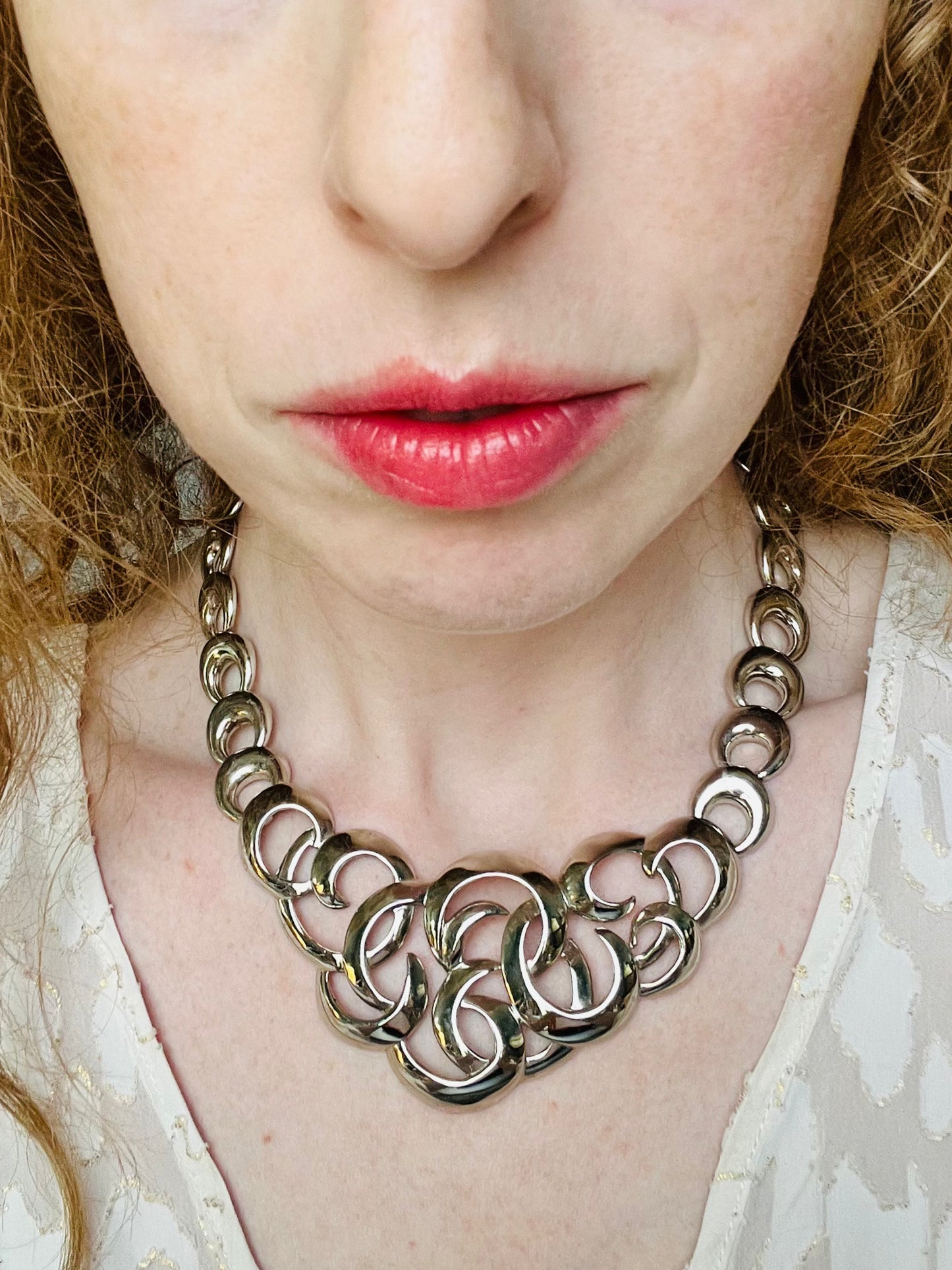 Vintage Napier Silver Tone Scroll Necklace