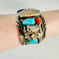 Vintage Signed W Spencer Navajo Native American Sterling Silver and Turquoise Watch Cuff Bracelet