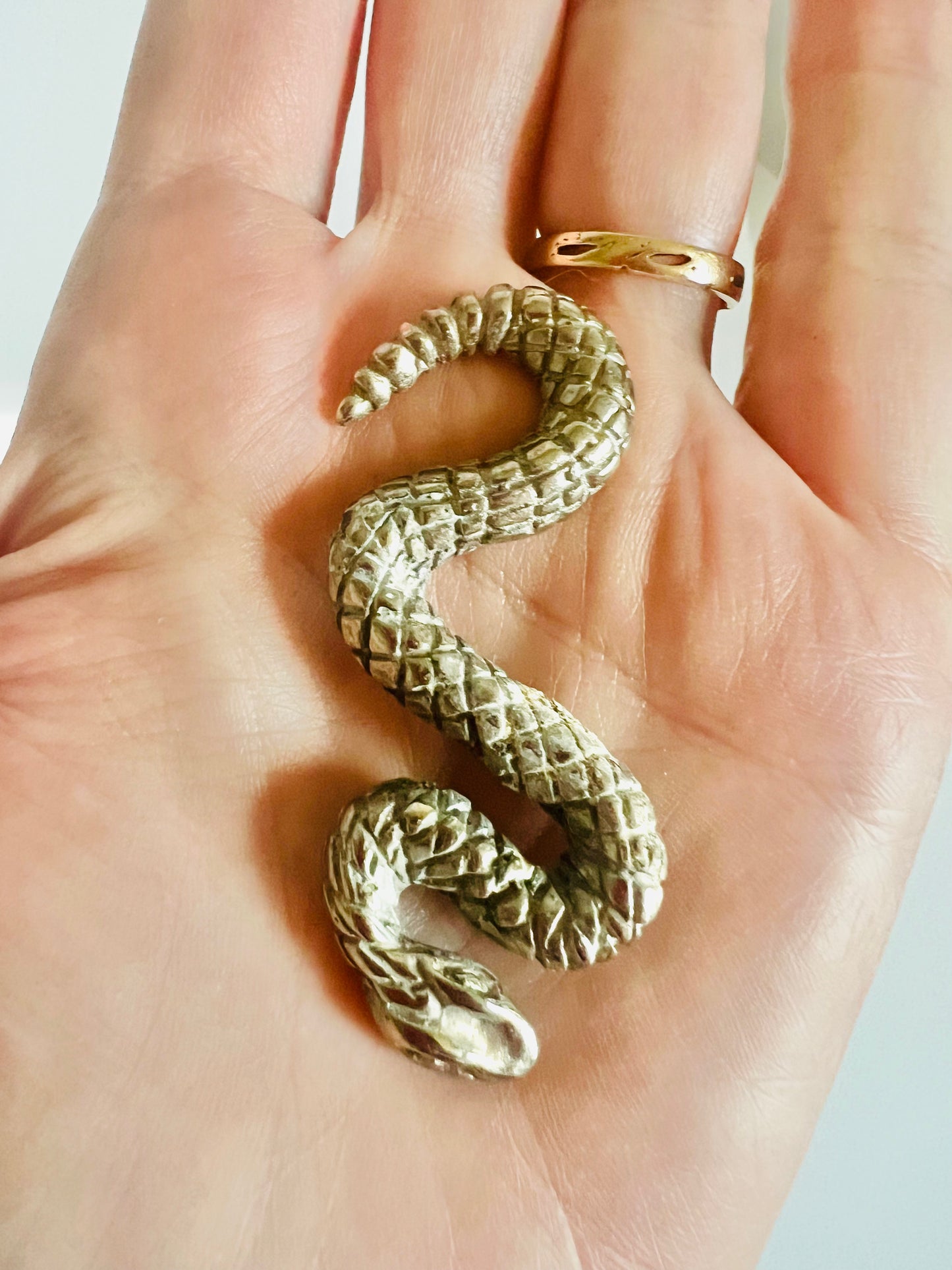 Vintage Small Etched Set of 4 Snake Paperweights