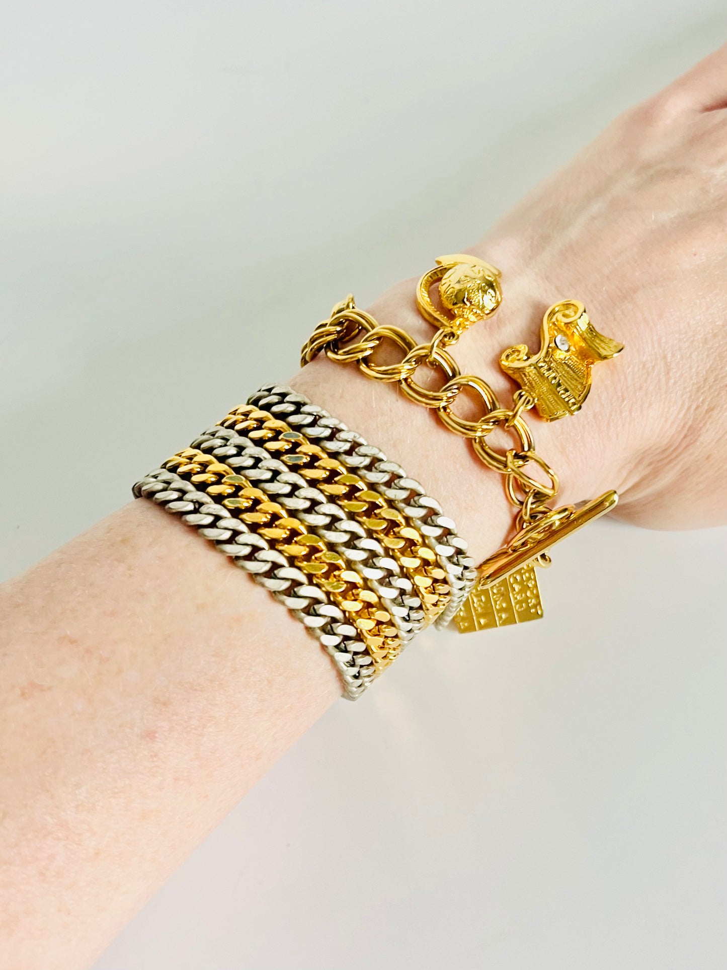 Vintage School Teacher Gold Charm Toggle Bracelet