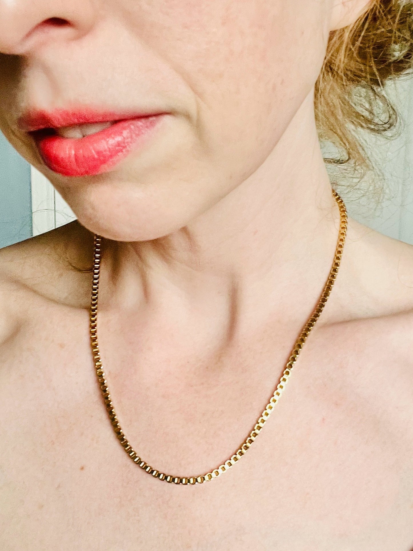 Vintage Deadstock Gold Tone Box Chain Necklace