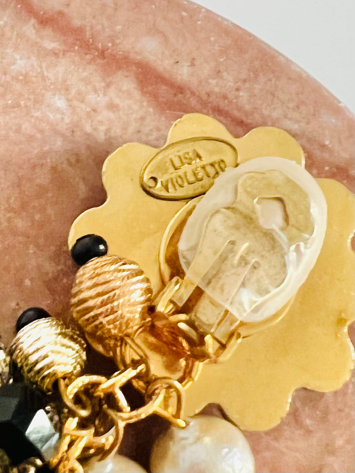 Vintage Massive Gold and Black Statement Clip Earrings