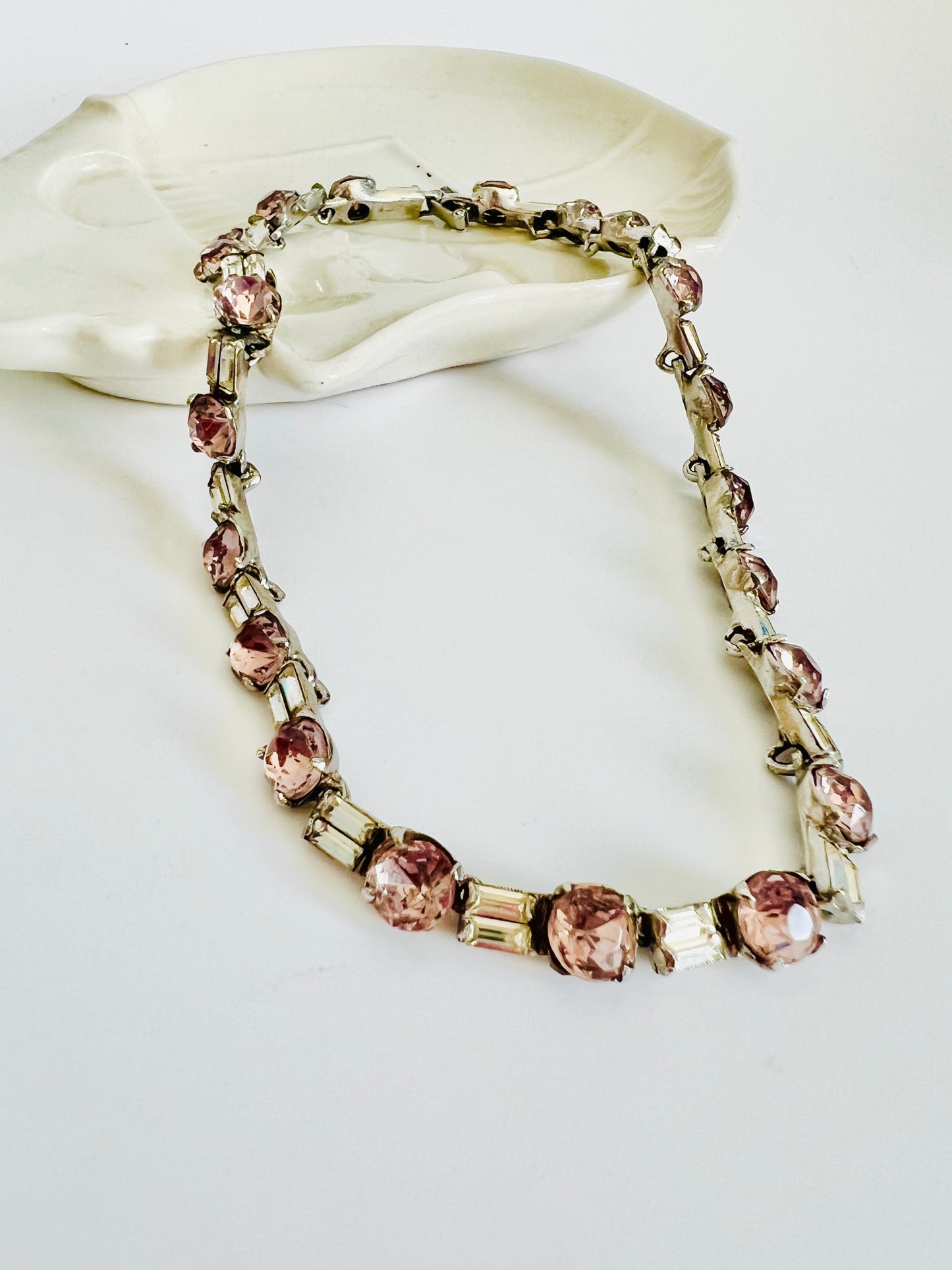 Vintage 1930s Lavender and Clear Glass Choker Necklace