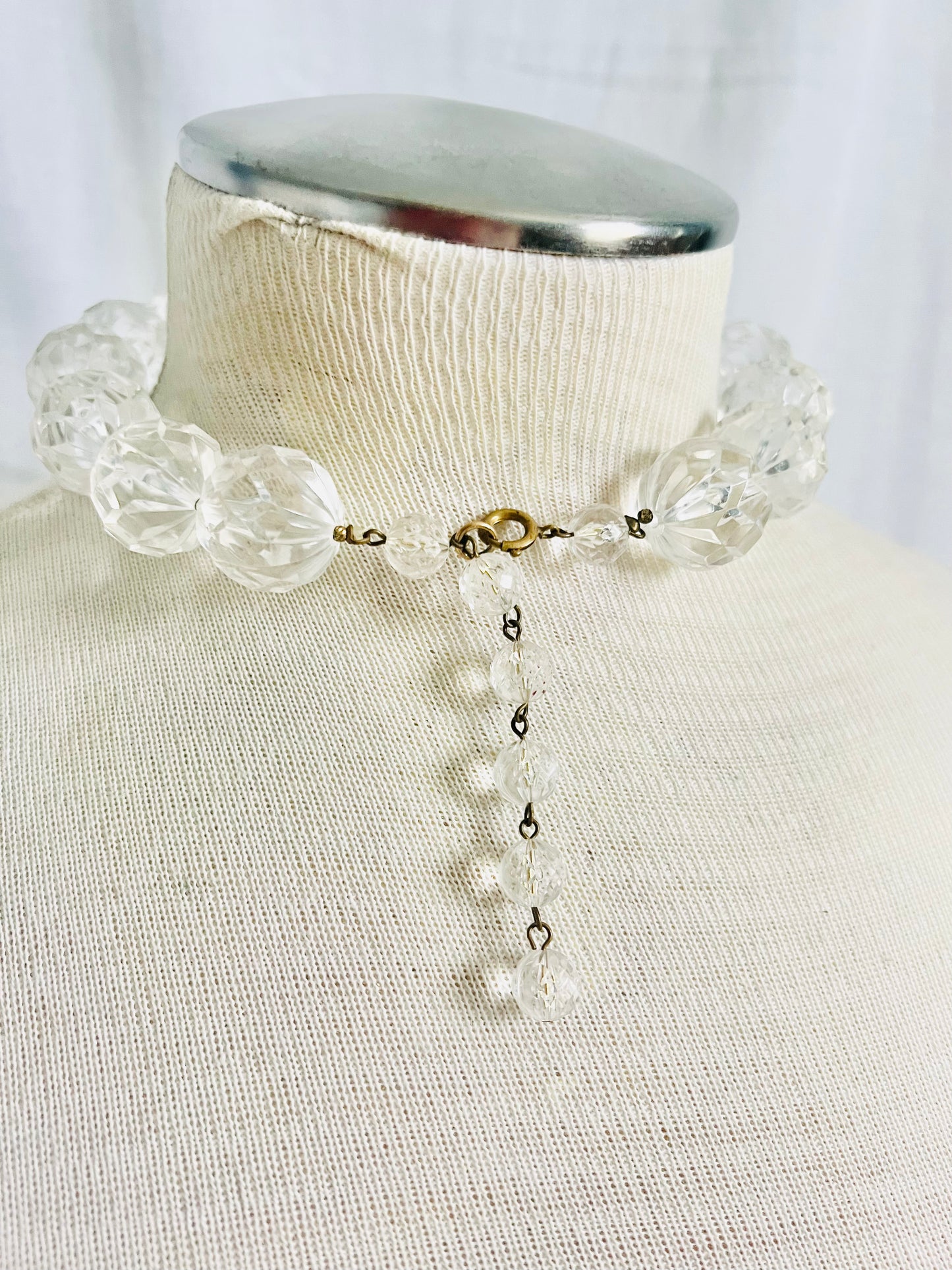 Vintage 1960s Faceted Clear Lucite Bubble Necklace