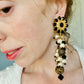 Vintage Massive Gold and Black Statement Clip Earrings