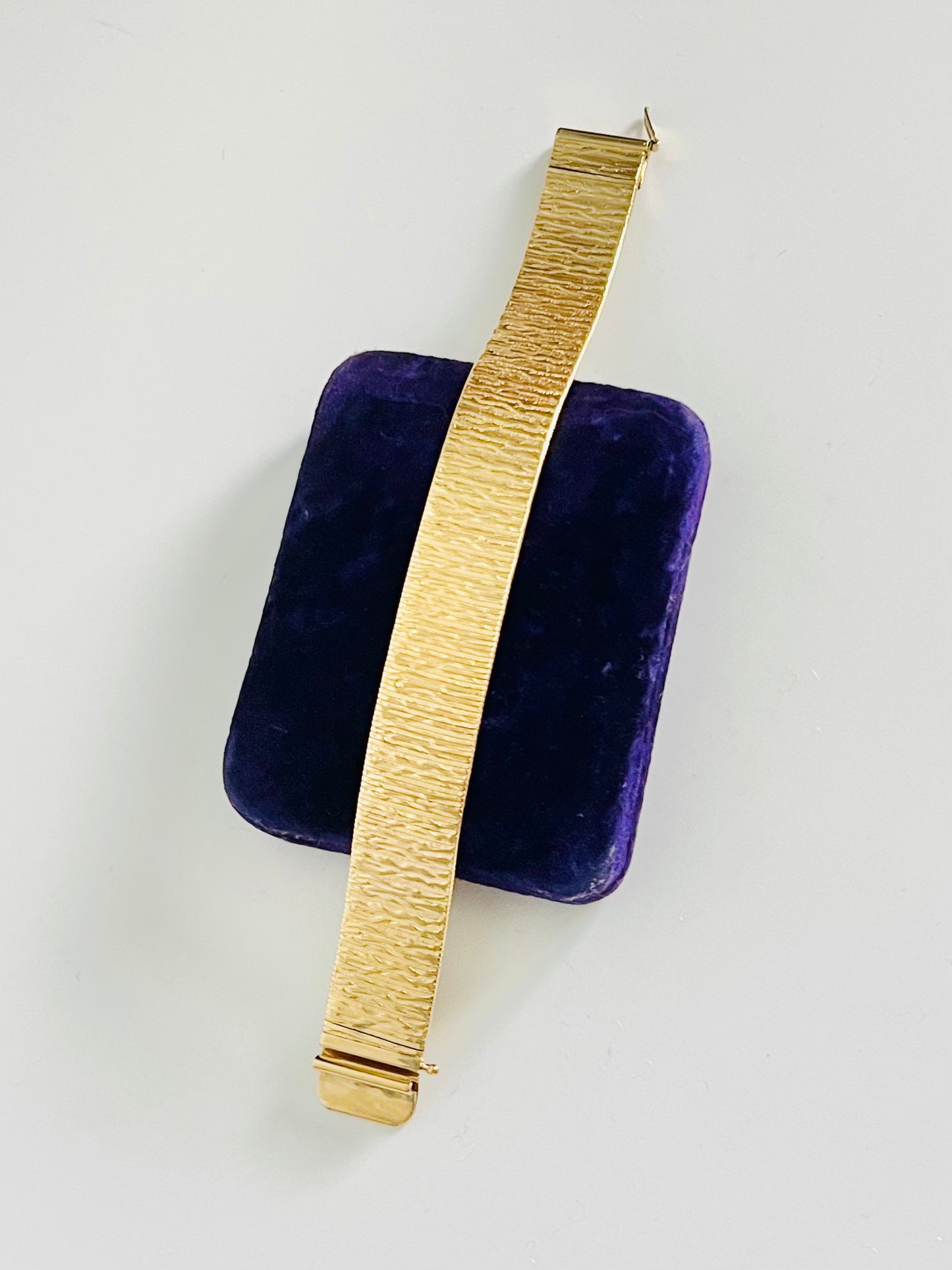 Vintage Monet Goldplated Wide Flat Textured Bracelet